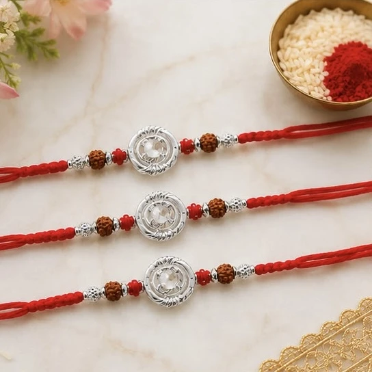 premium-quality silver rakhi bracelets designed for Raksha Bandhan.