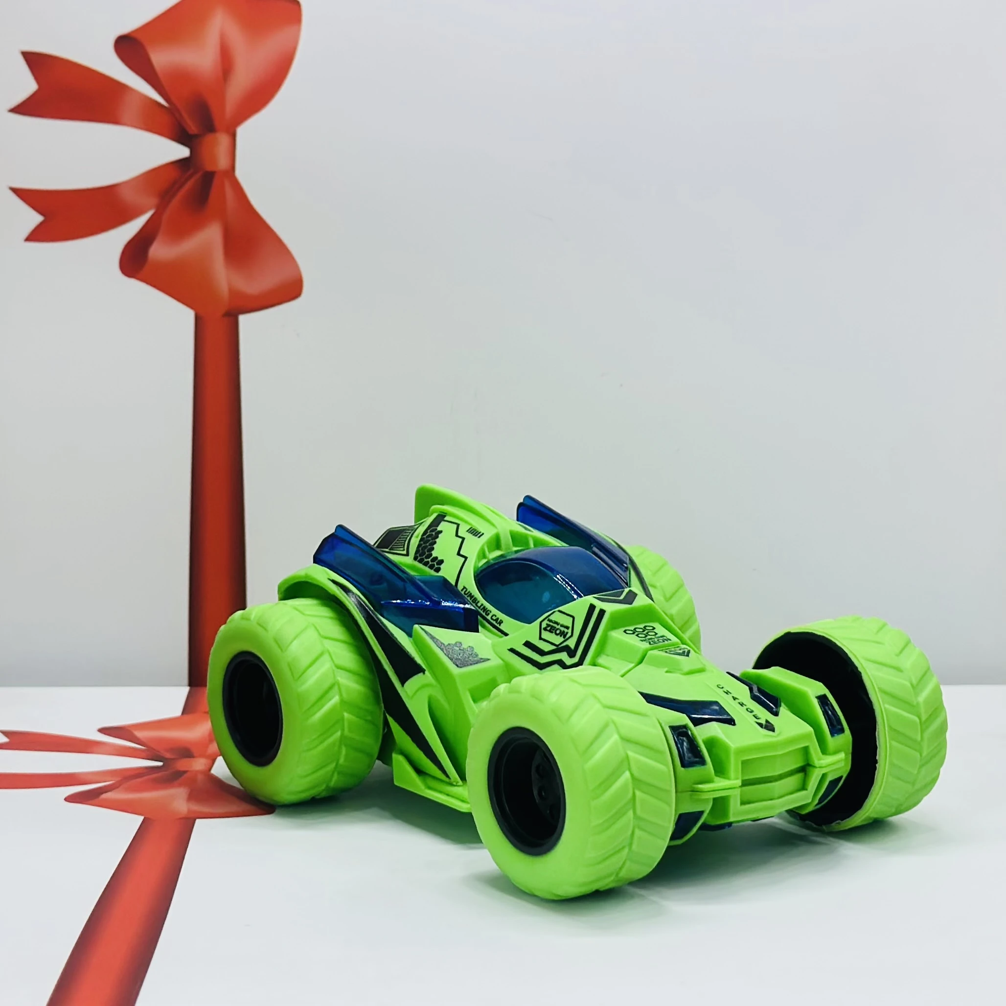 friction-powered toy stunt car