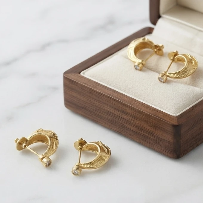 Zivika gold-plated textured hoop earring
