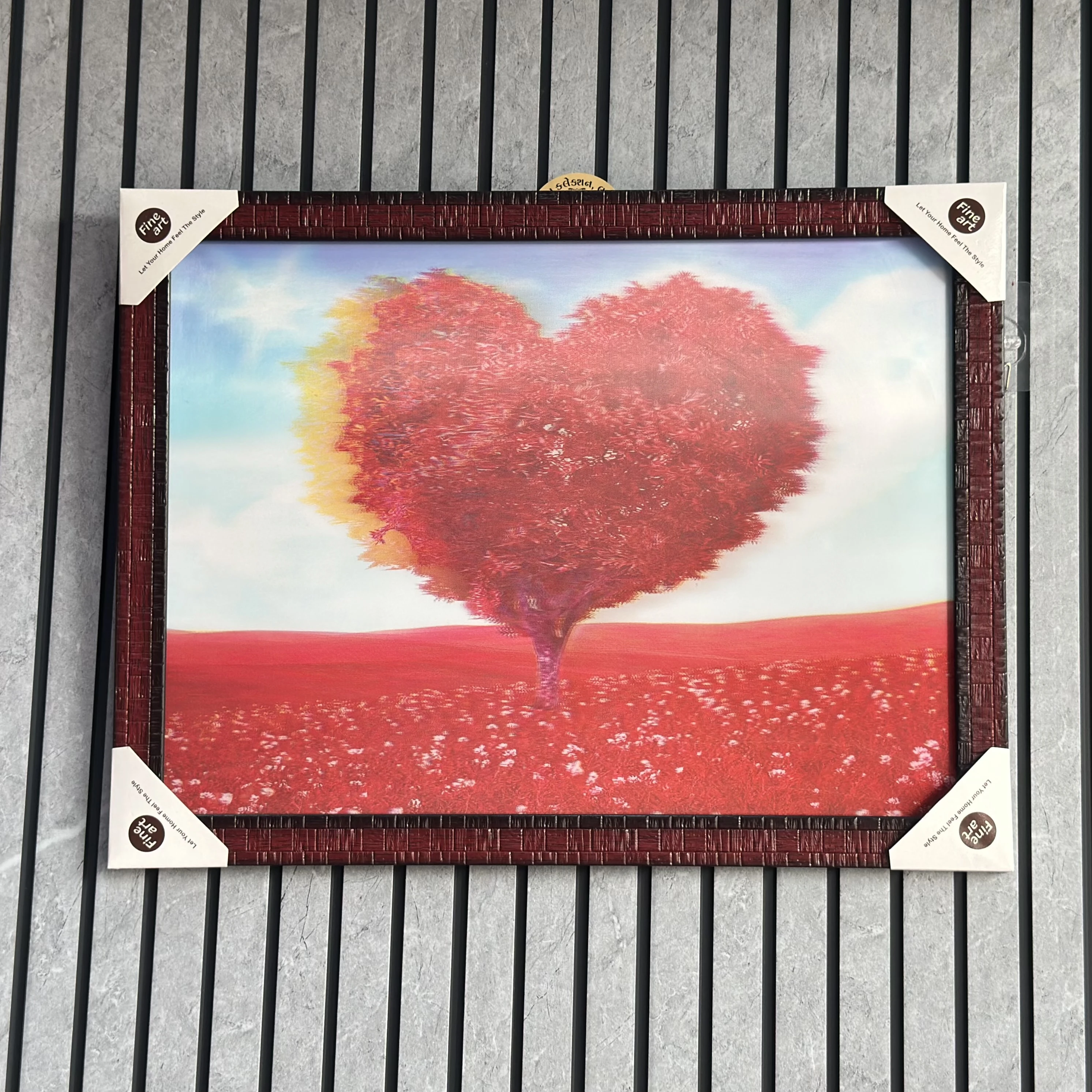 Heart -shaped tree canvas painting in a frame(SKU-N3WJ55)