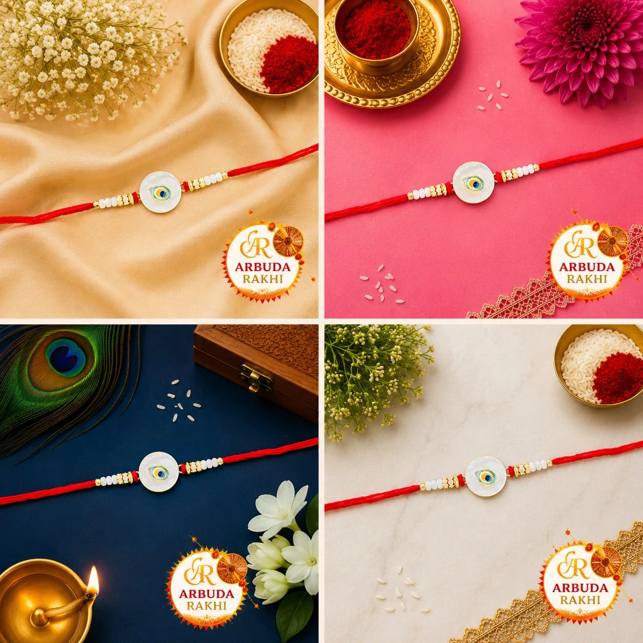 Arbuda Rakhi themed around a traditional "Evil Eye" protective charm.