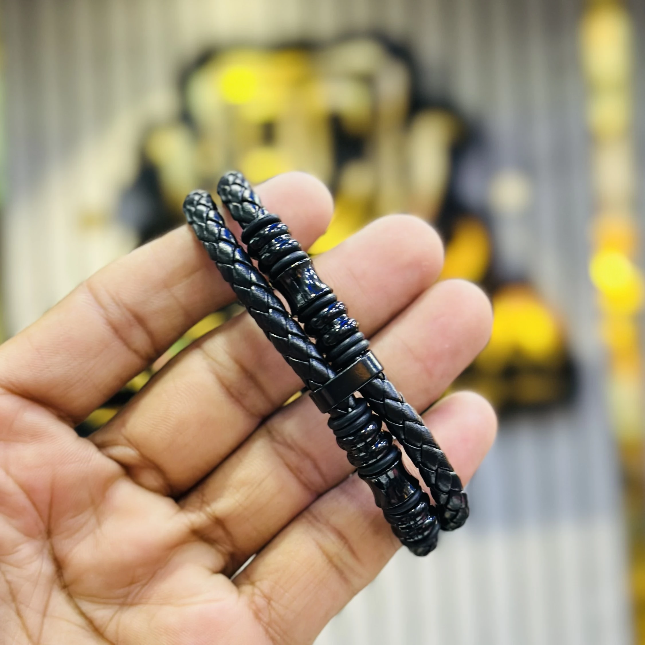 Men’s Classic Leather Beaded Bracelet