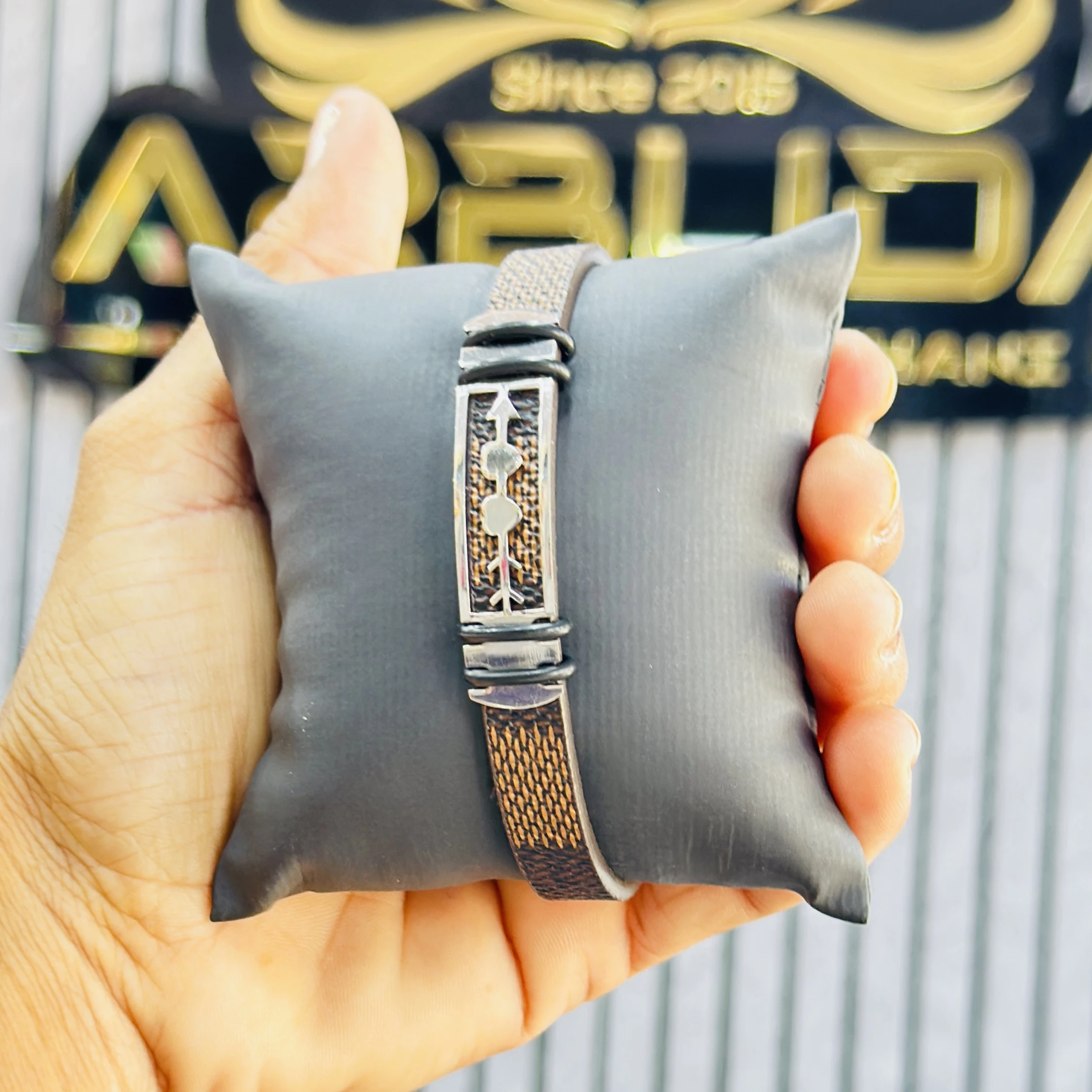 men's stainless steel leather bracelet