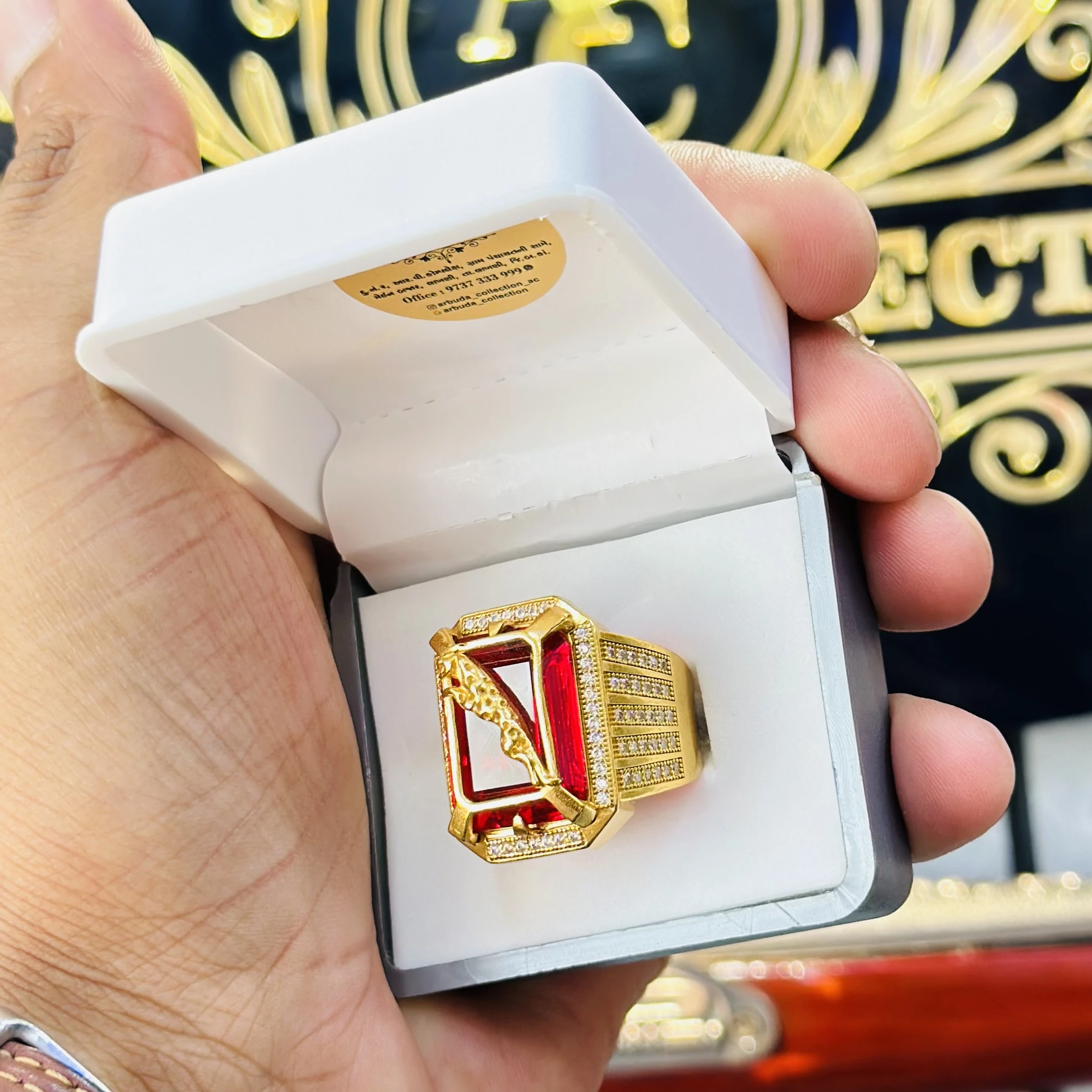 Gold -plated brass ring for men