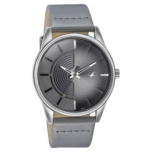 Fastrack Stunners Quartz Analog Grey Dial Grey Leather Strap Watch For Guys  Model No….3305SL02