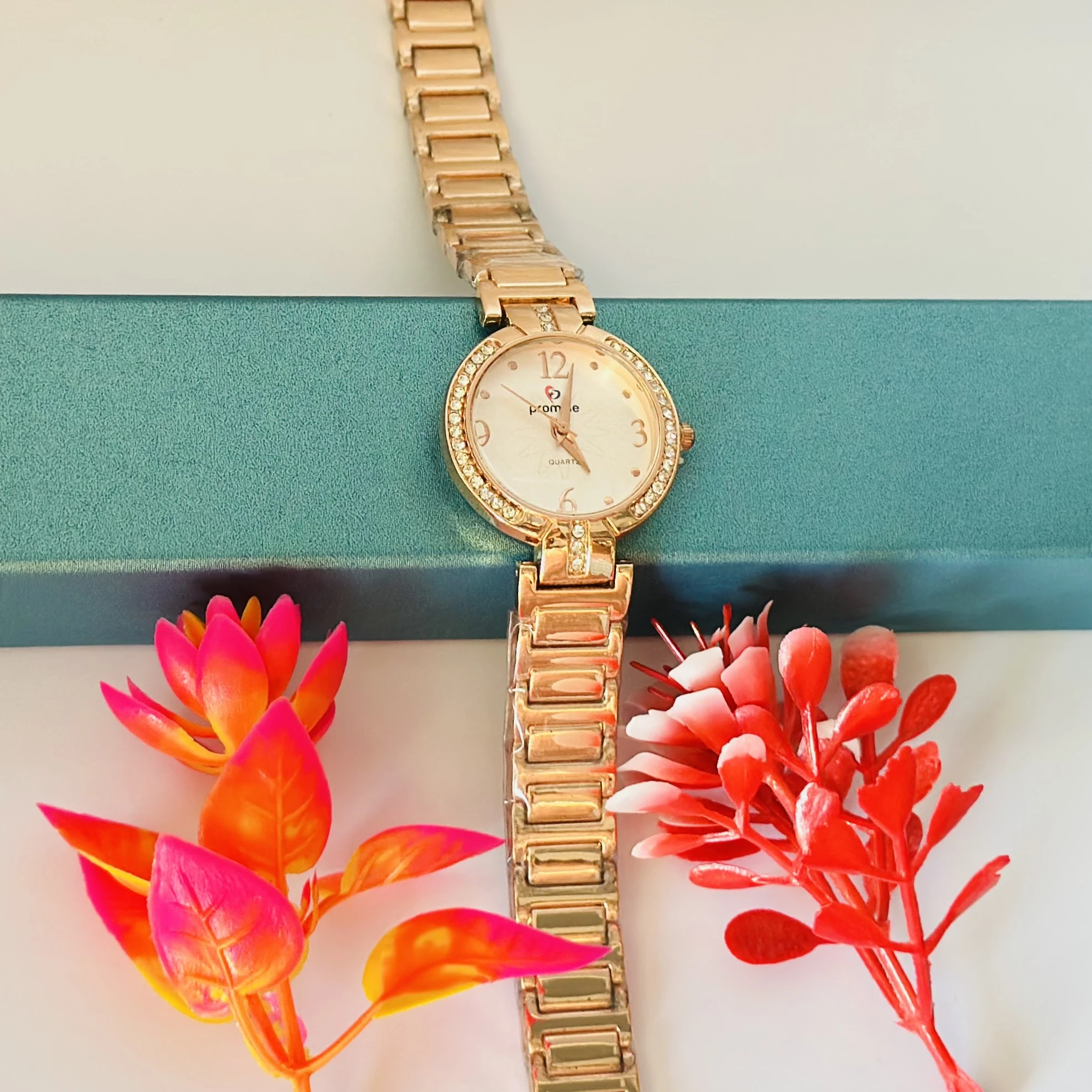 Rose gold analog watch