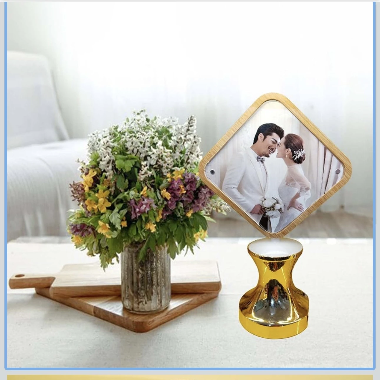 Wooden Rhombus Shape LED Rotating Lamp(SKU-PN44RV)