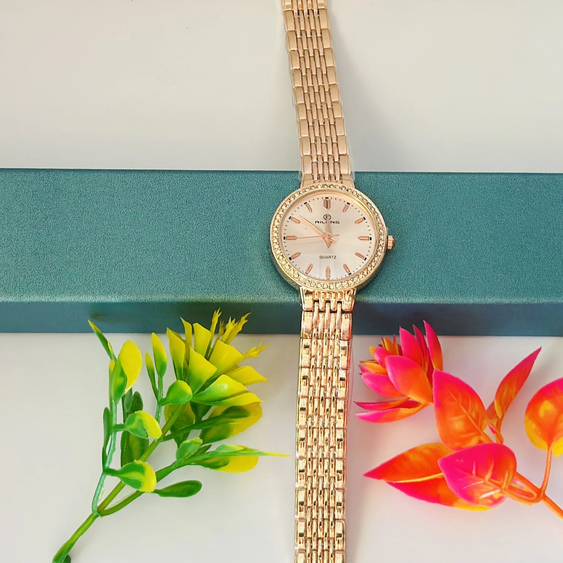 Rose gold analog watch