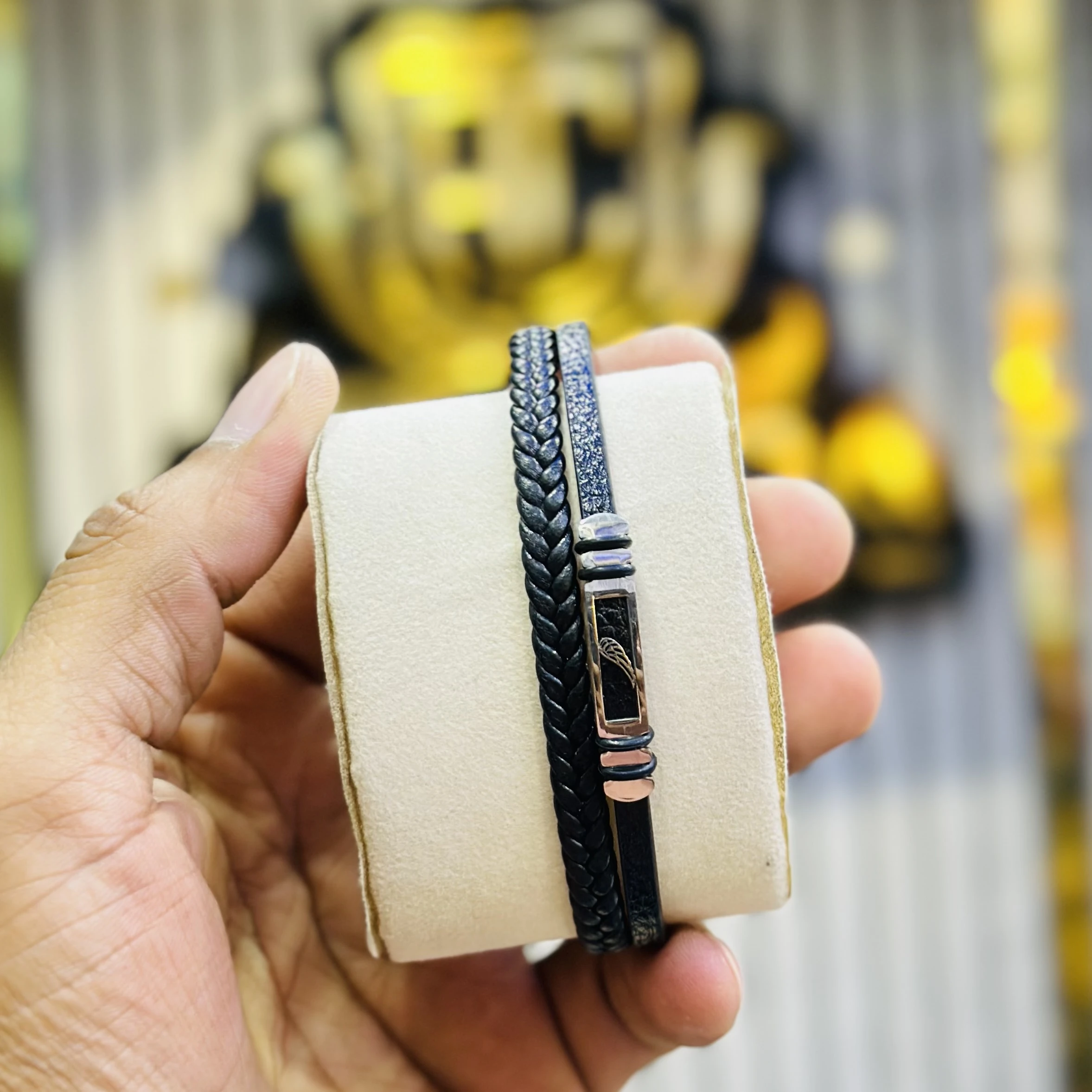 Men’s Classic Leather Beaded Bracelet