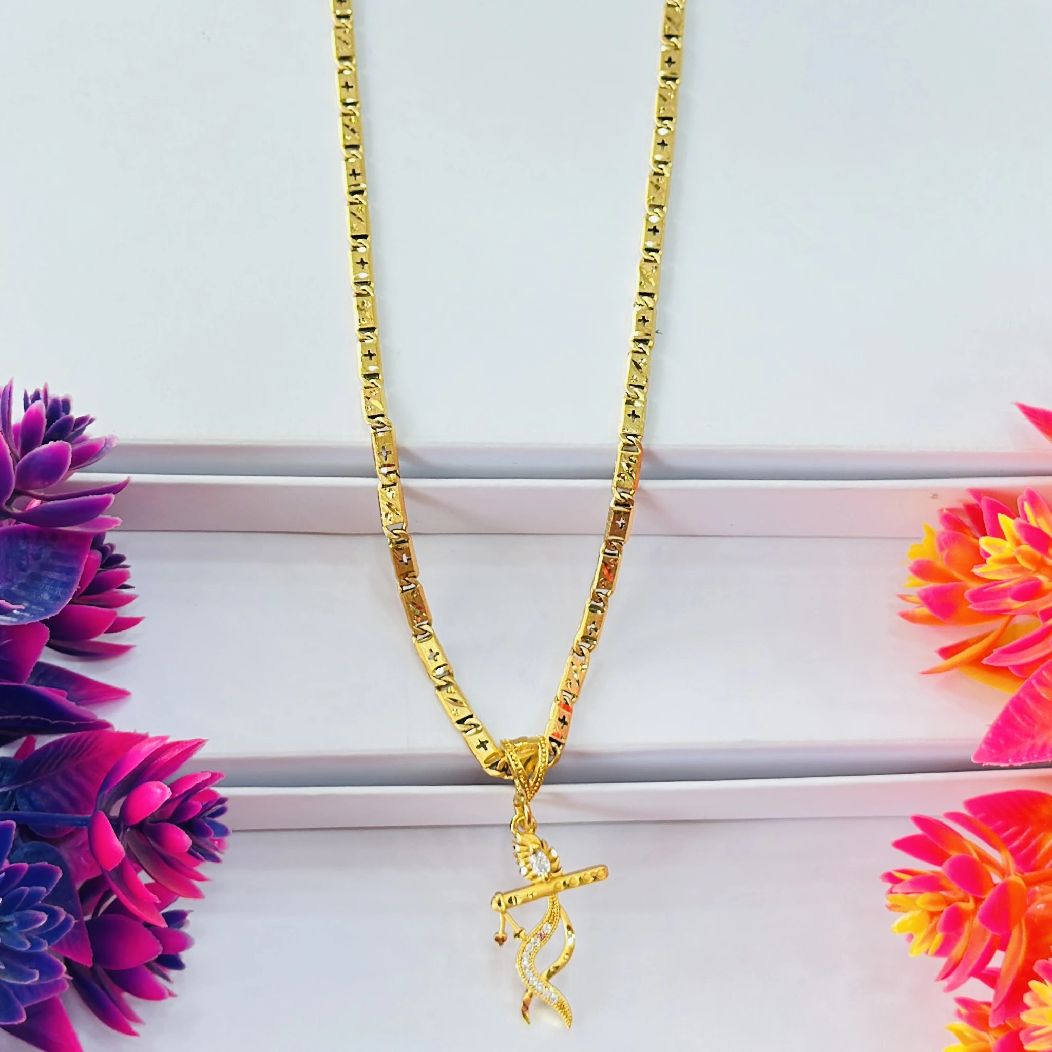 Gold plated chain with a Lord Krishna pendant