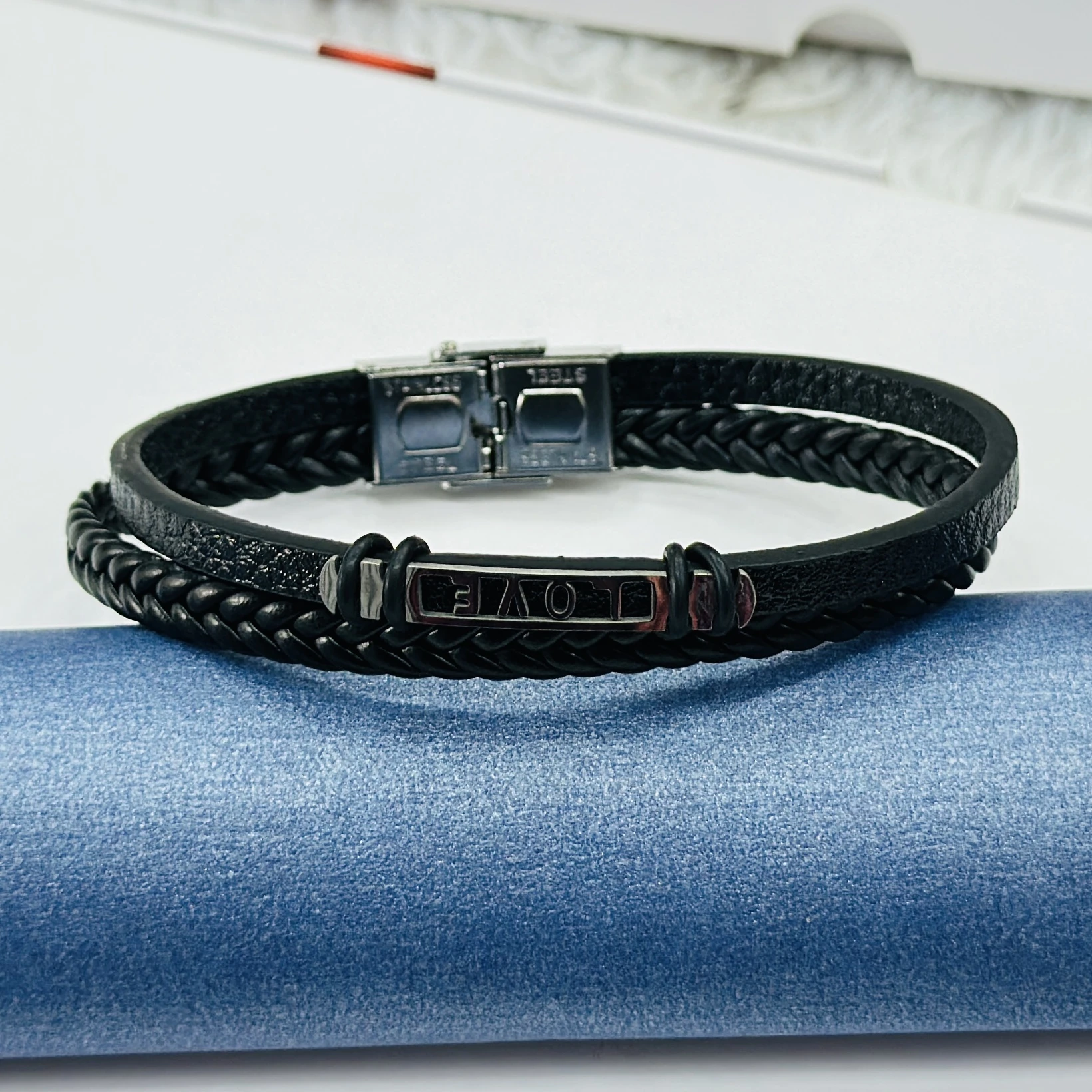 Men's Genuine Braided Leather Bracelet,