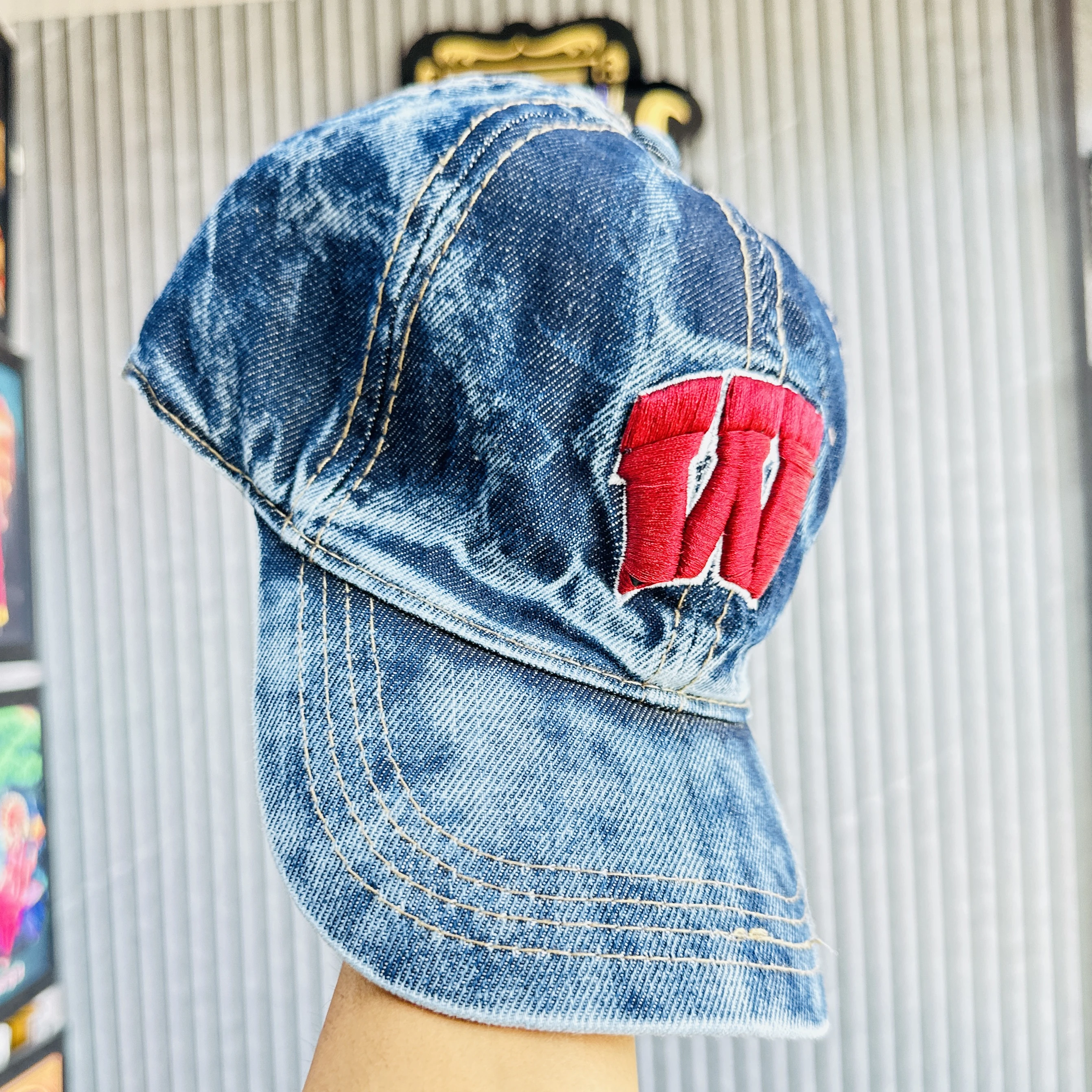 vintage-style denim baseball cap