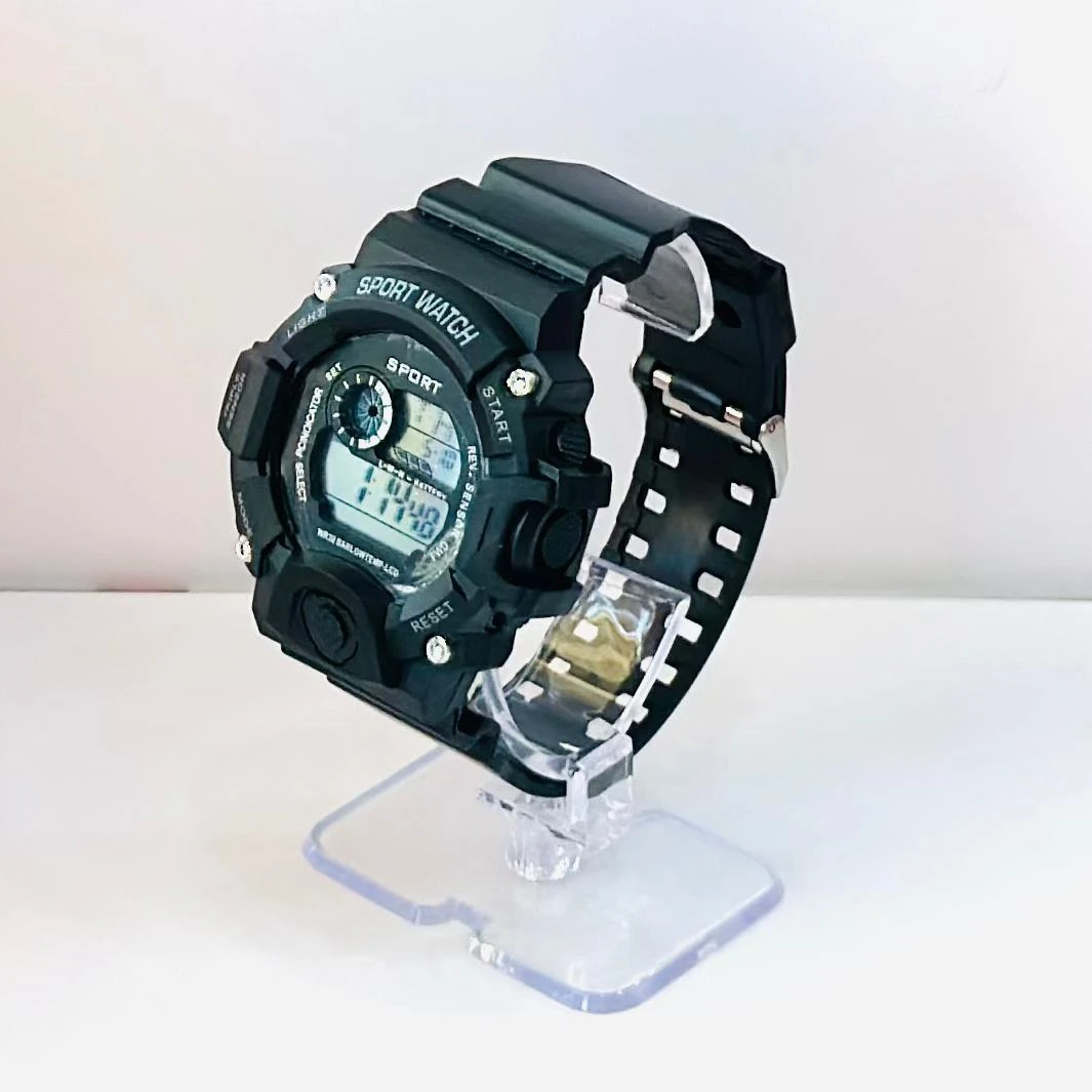 Black digital sports watch
