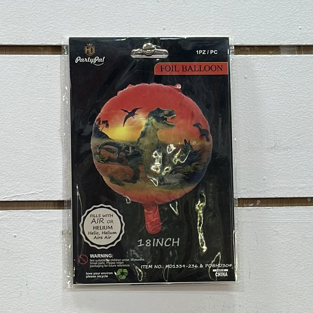 HD PartyPal 18-inch dinosaur-themed foil balloon.