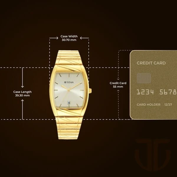 Titan Karishma Quartz Analog with Date Champagne Dial Stainless Steel Strap Watch for Men
