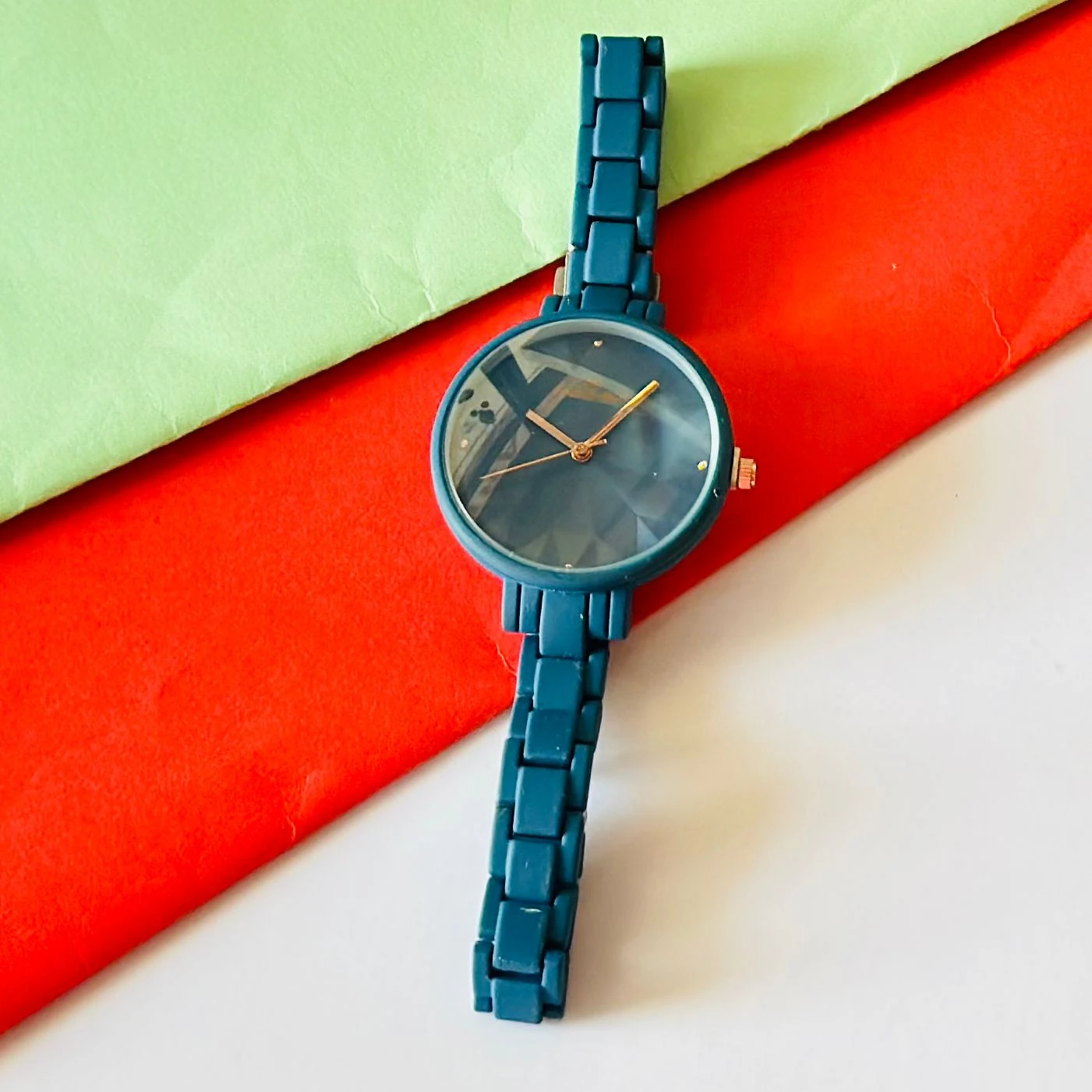 Armani Exchange AX5175 women's analog watch with a blue dial and stainless steel strap