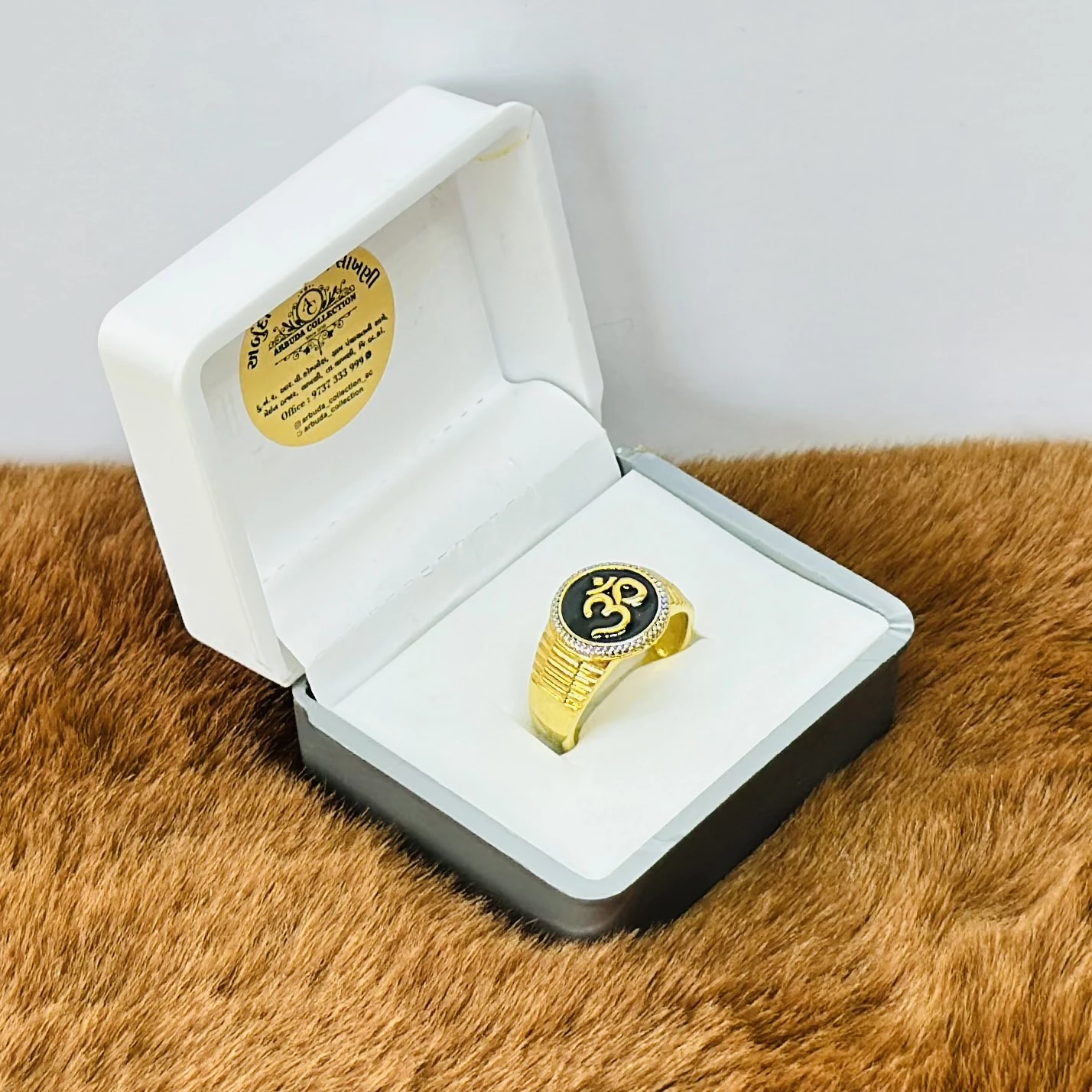 Gold plated or gold Om signet ring