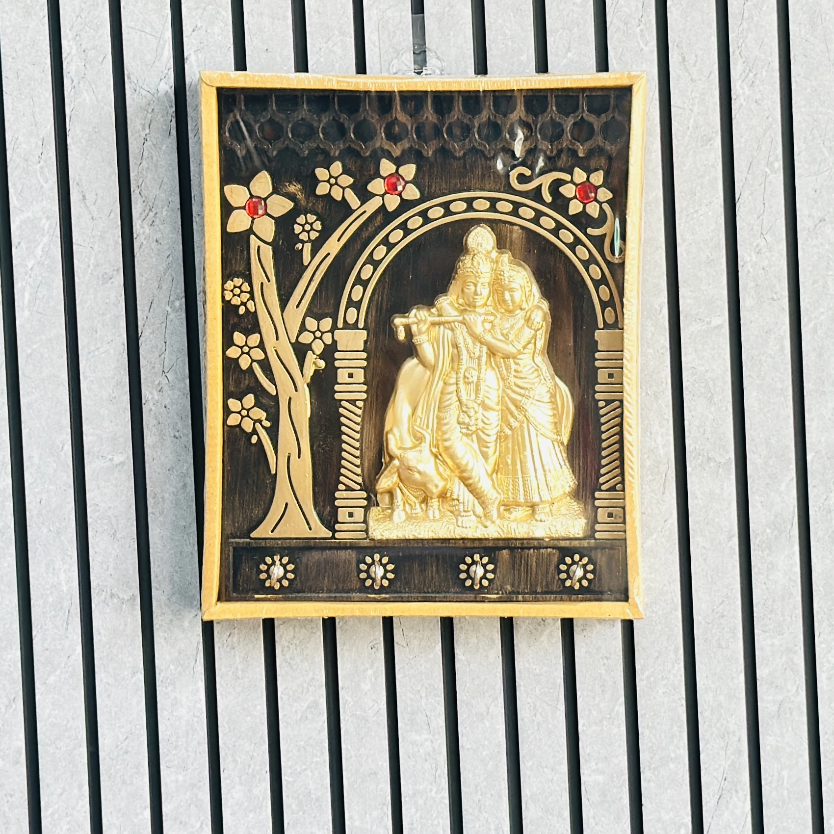 Karigaari India wooden Radha Krishna wall hanging frame ….VMT464