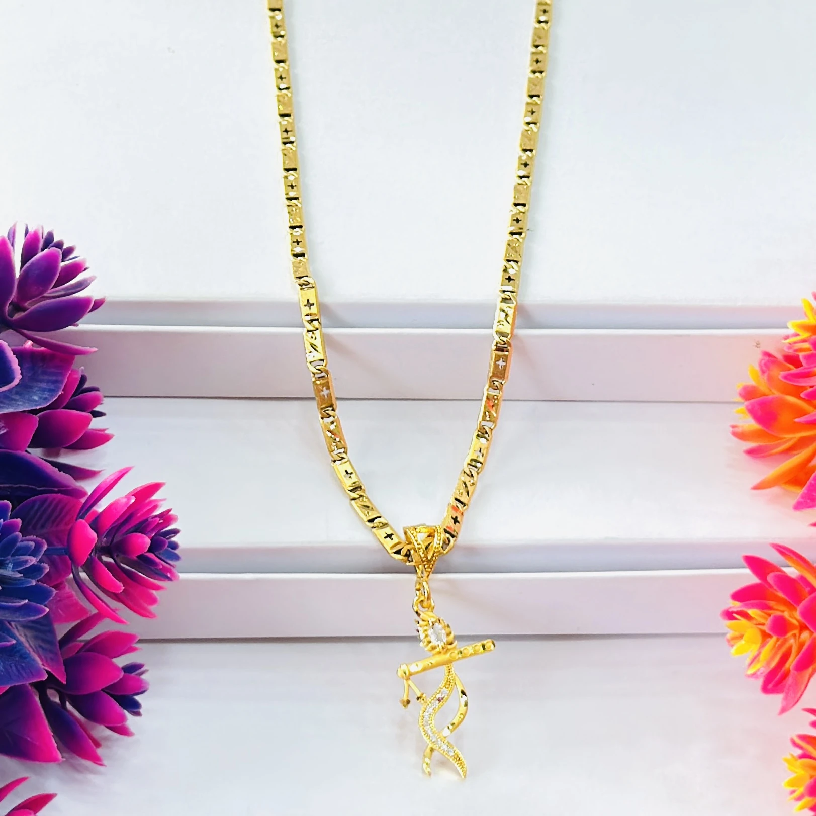 Gold plated chain with a Lord Krishna pendant
