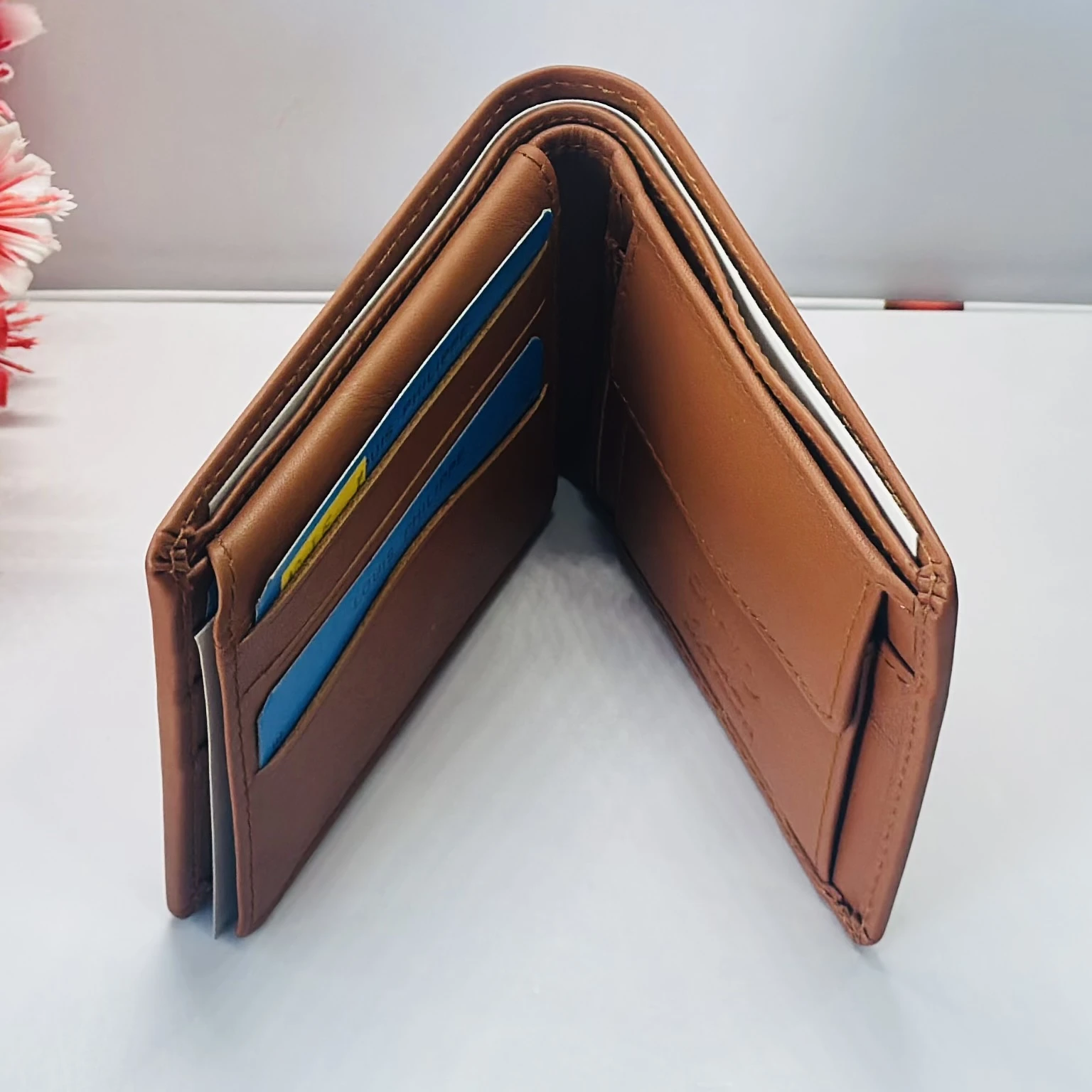 Louis Philippe Men Brown Print Genuine Leather Wallet.