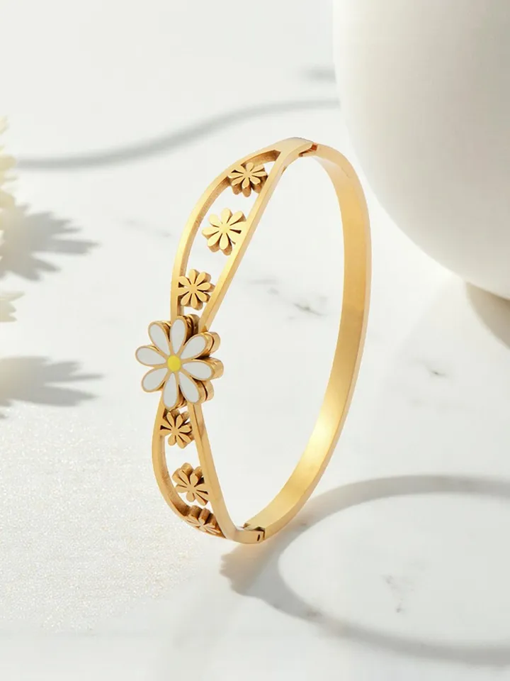 Gold plated stainless steel bangle bracelet
