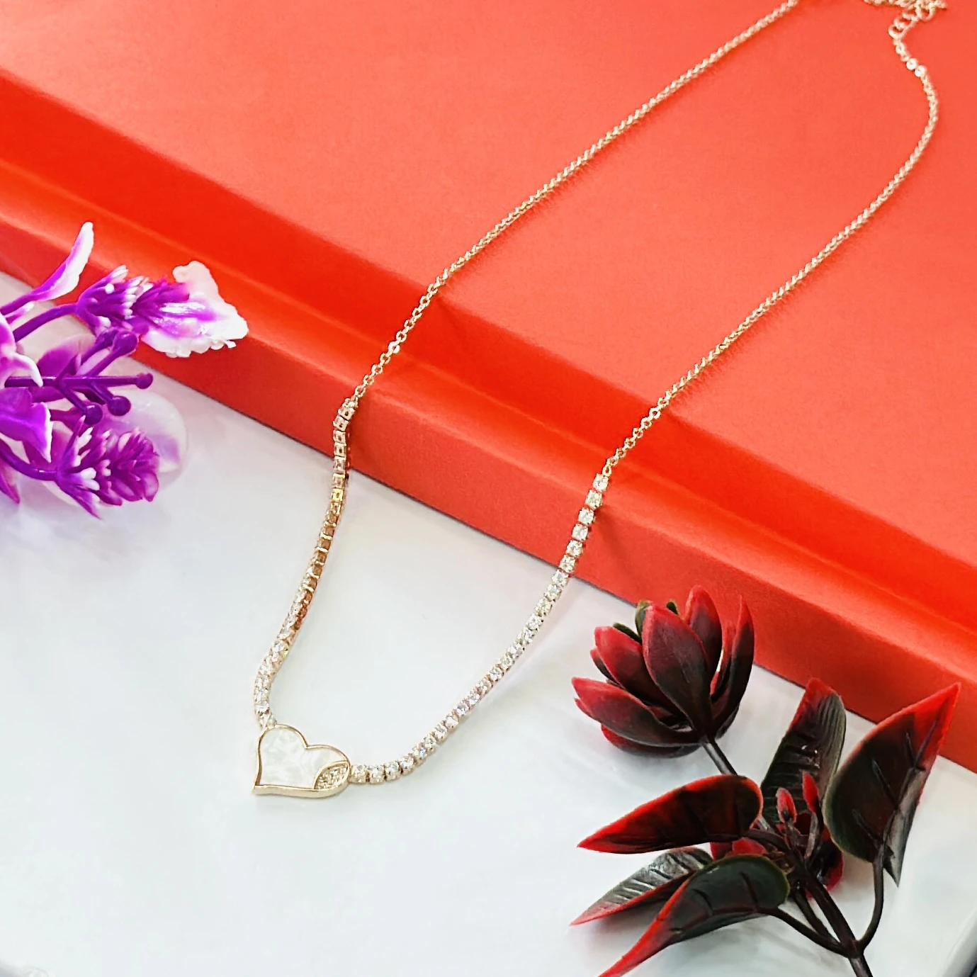Gold plated tennis necklace