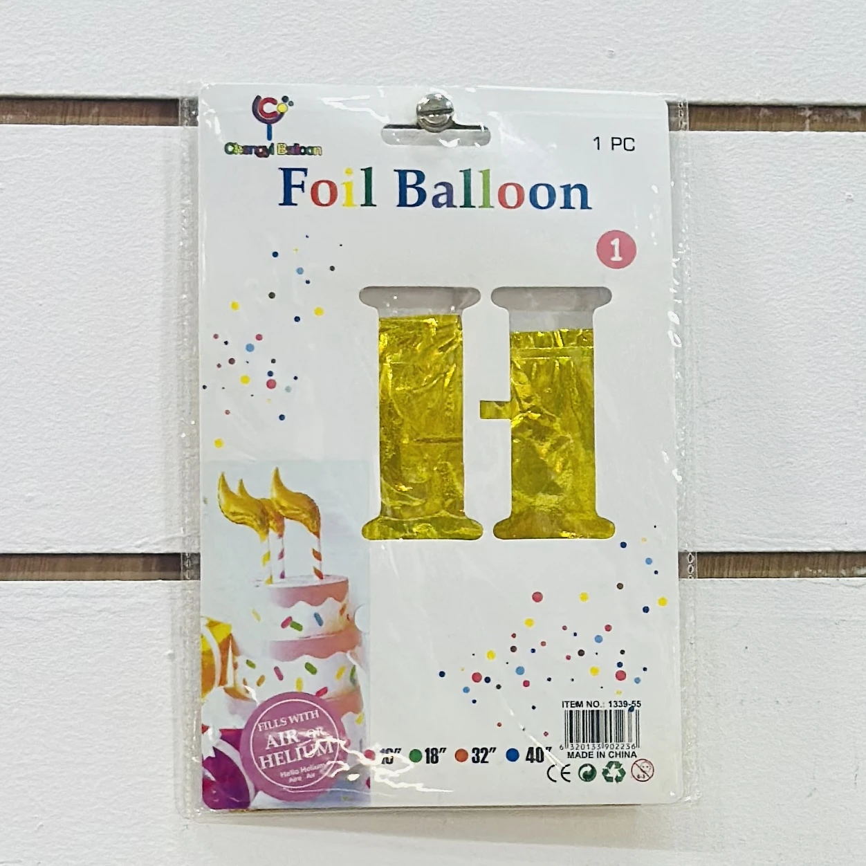 Gold foil letter "H”  balloon