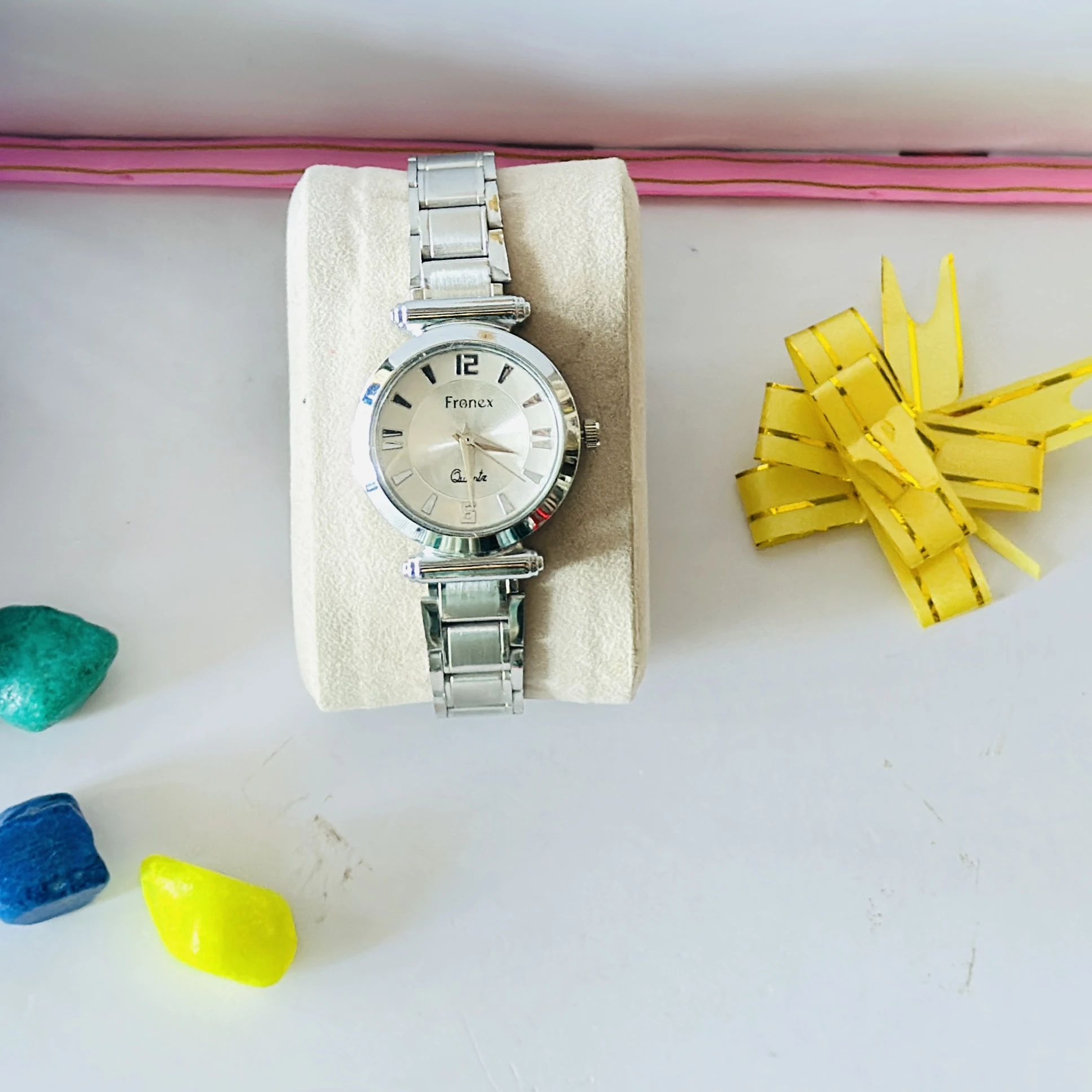 silver-toned analog wristwatch