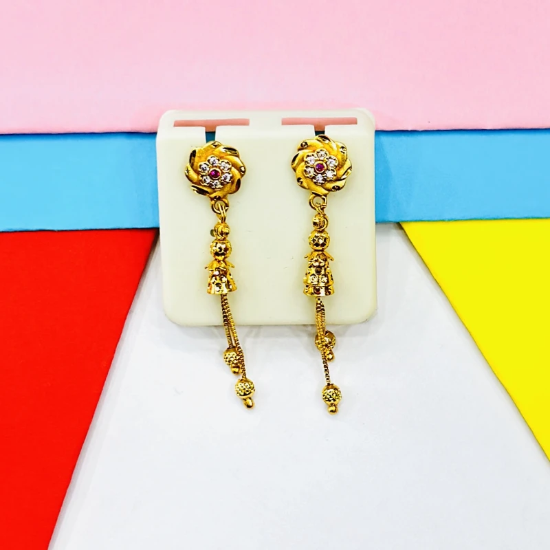 pair of gold-plated long drop and dangle earrings