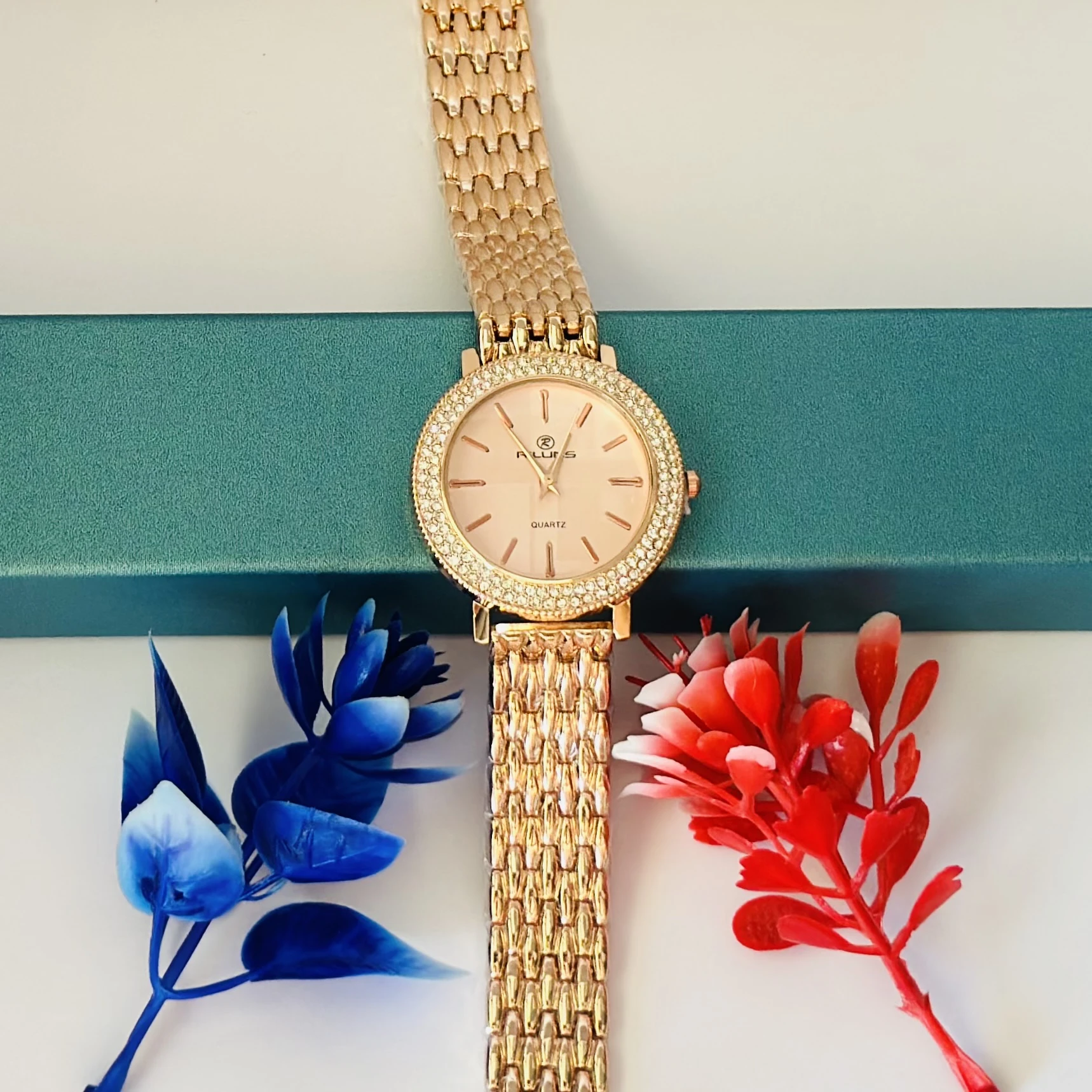 Rose gold analog watch