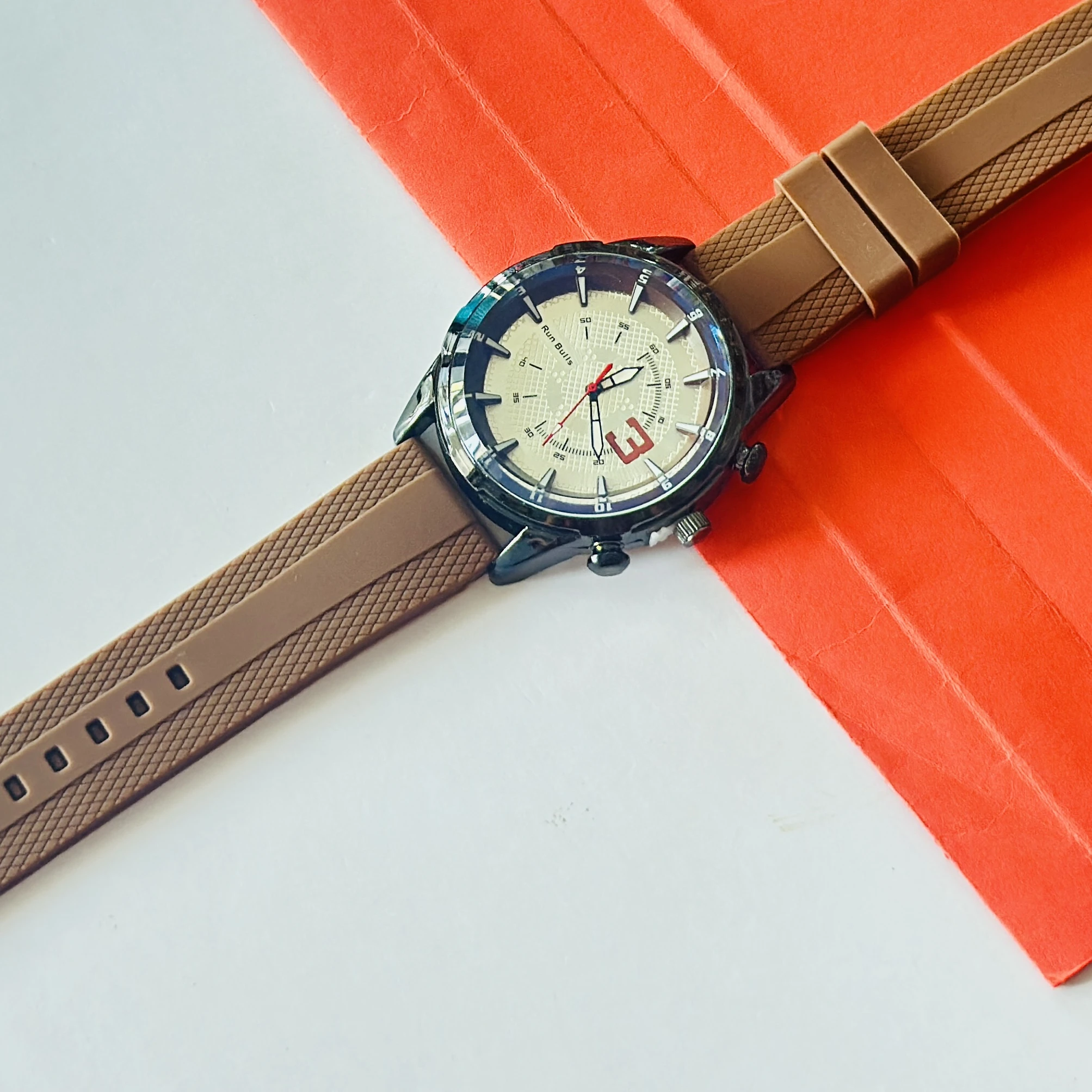 watch appears to be a Run Bulls branded analog