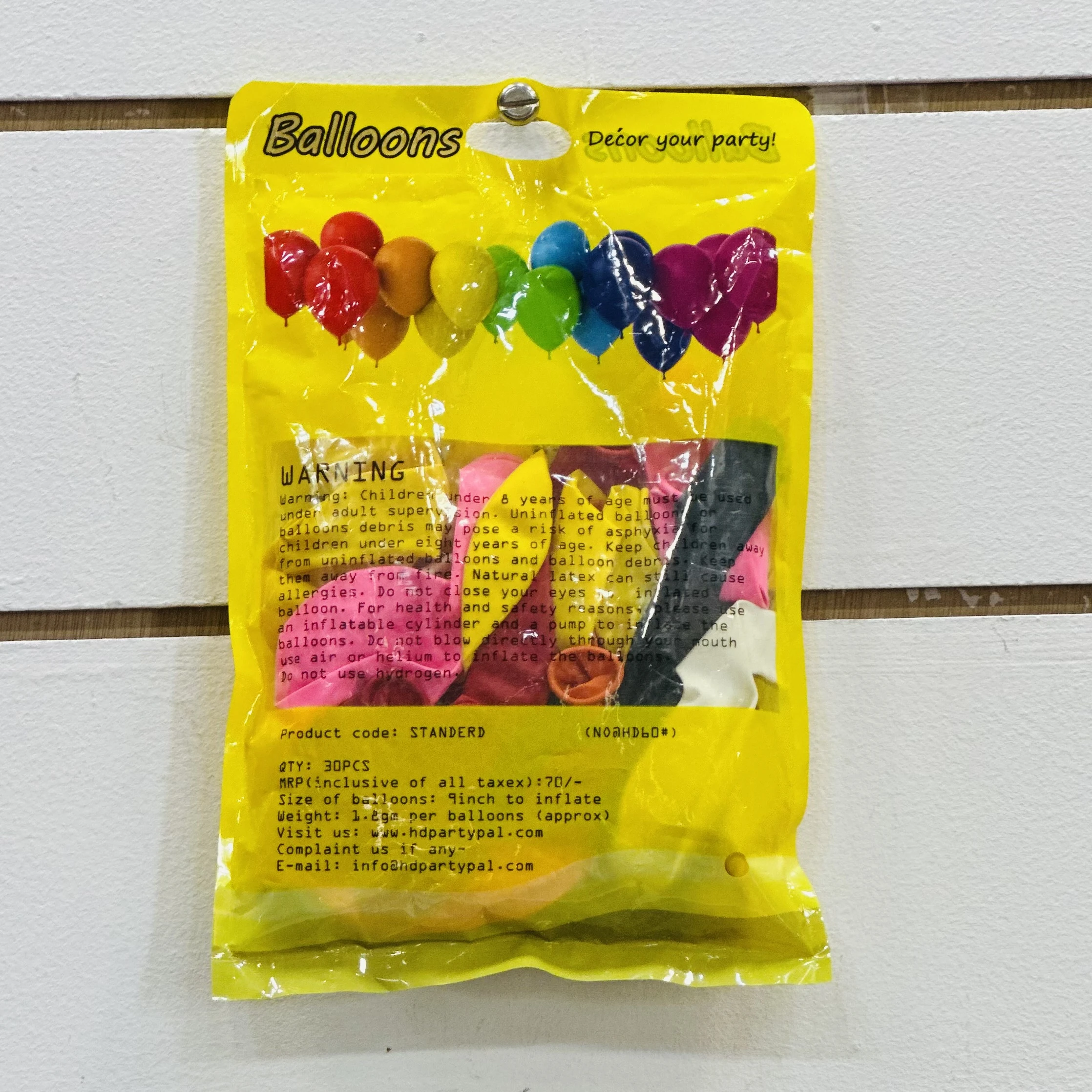 package of "Party Pal" brand balloons