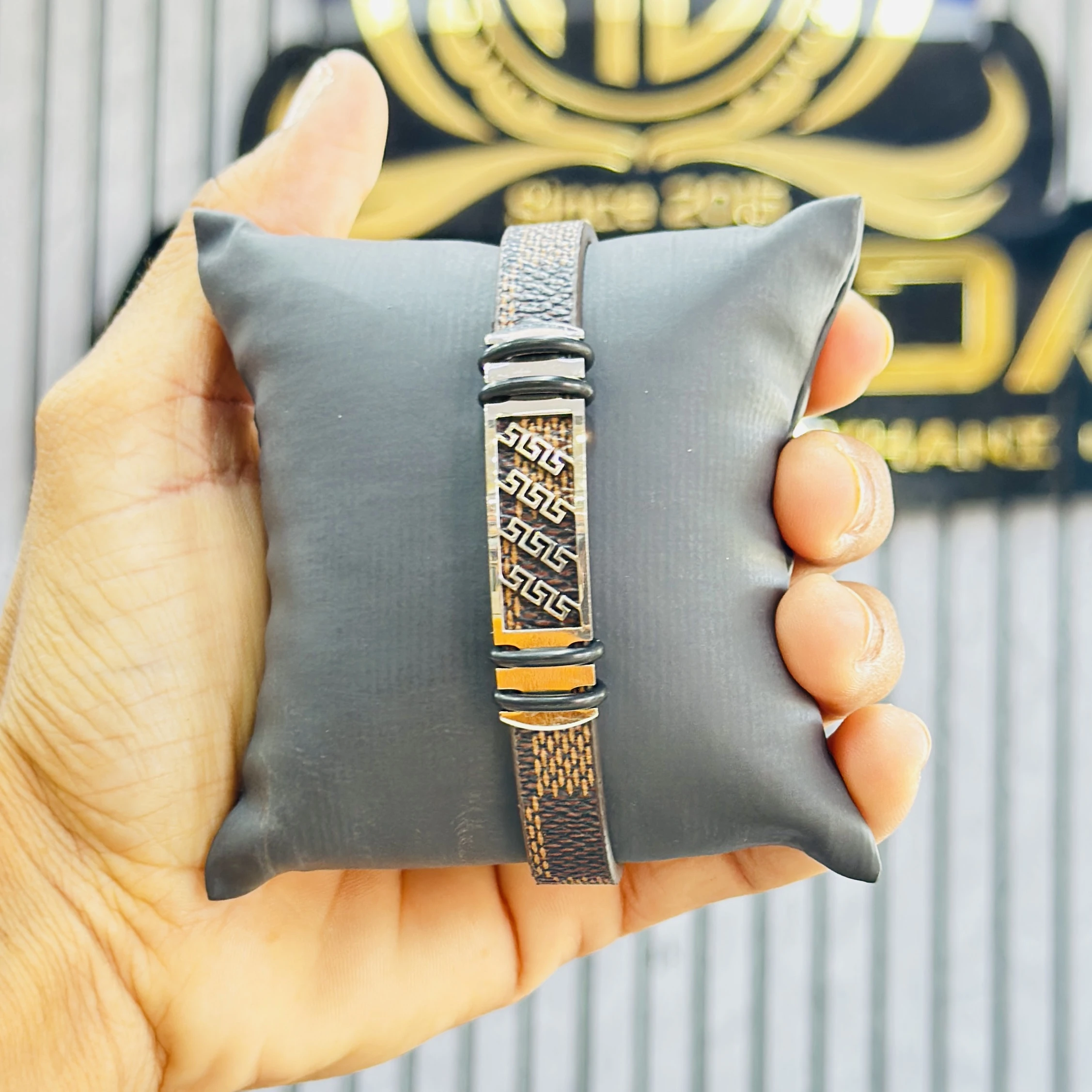 men's stainless steel leather bracelet