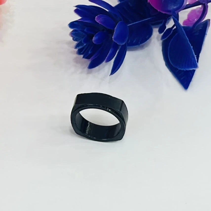 Black stainless steel ring with a square/geometric shape.