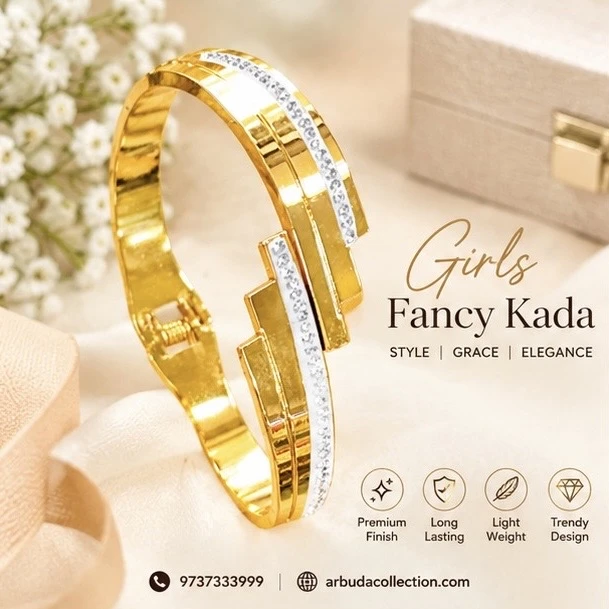 Gold toned geometric openable kada