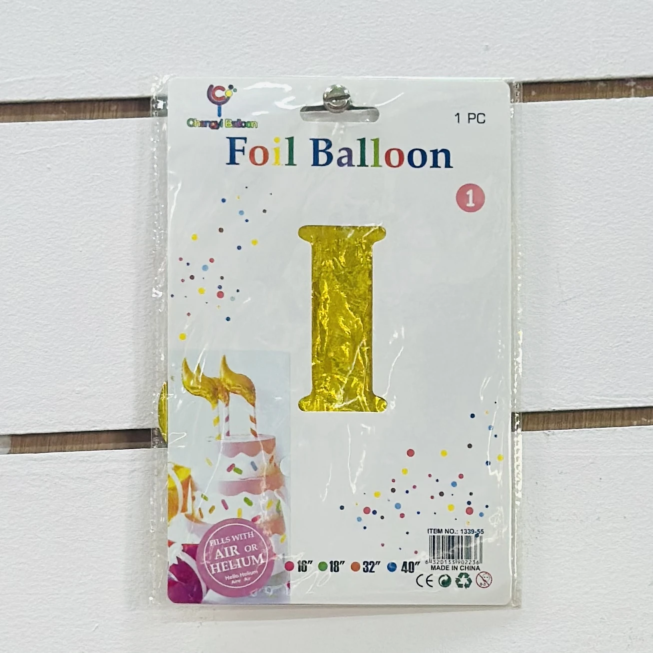 Gold foil letter "I” balloon