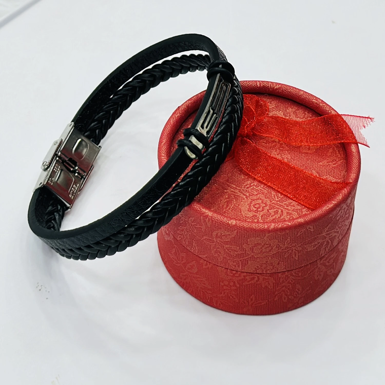 Men's Genuine Braided Leather Bracelet,