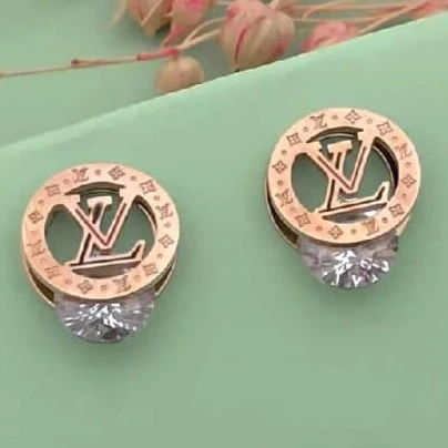 stainless steel rose gold-plated Louis Vuitton LV Iconic stud earrings.