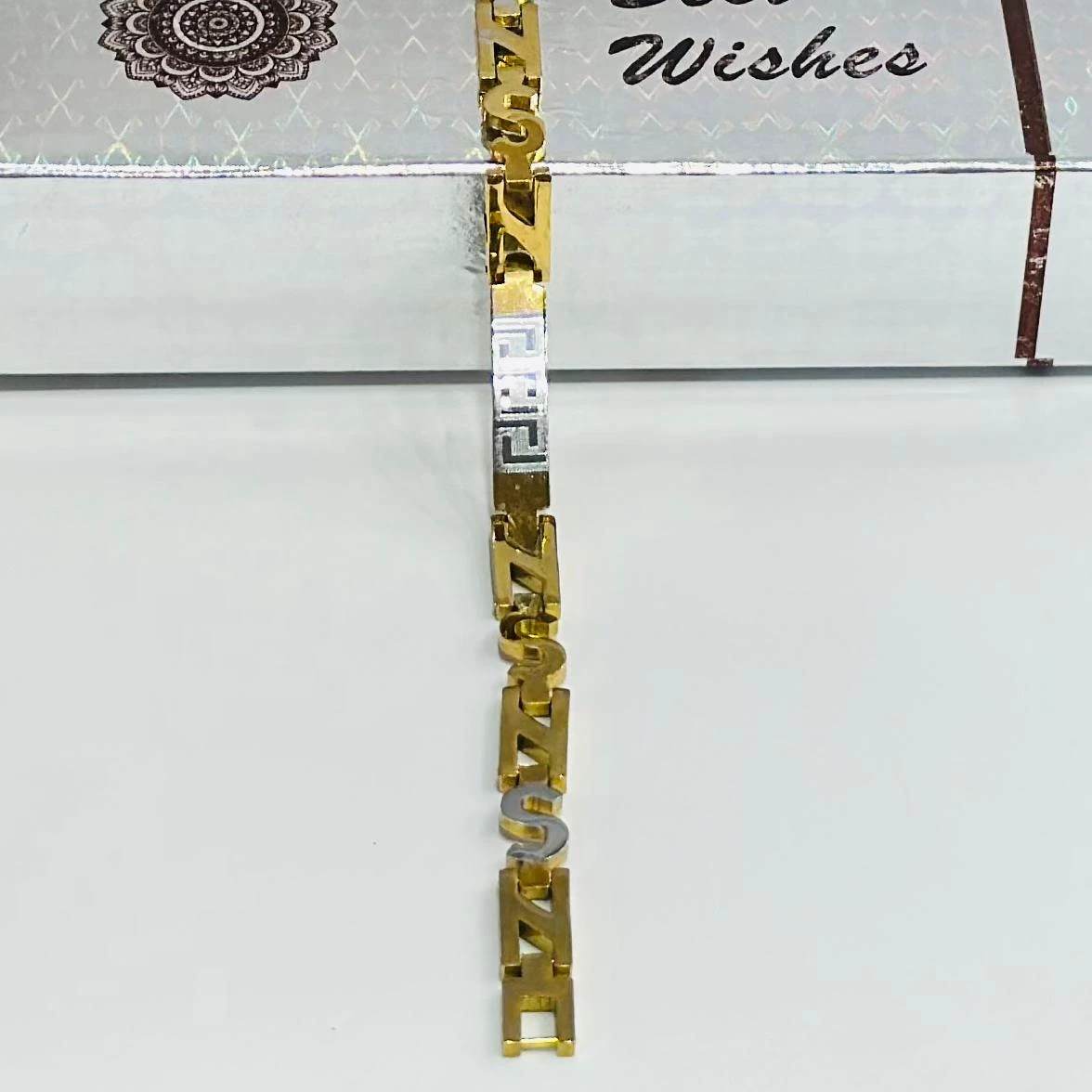 Stylish Design with Diamond Funky Design Gold Plated Bracelet for Men