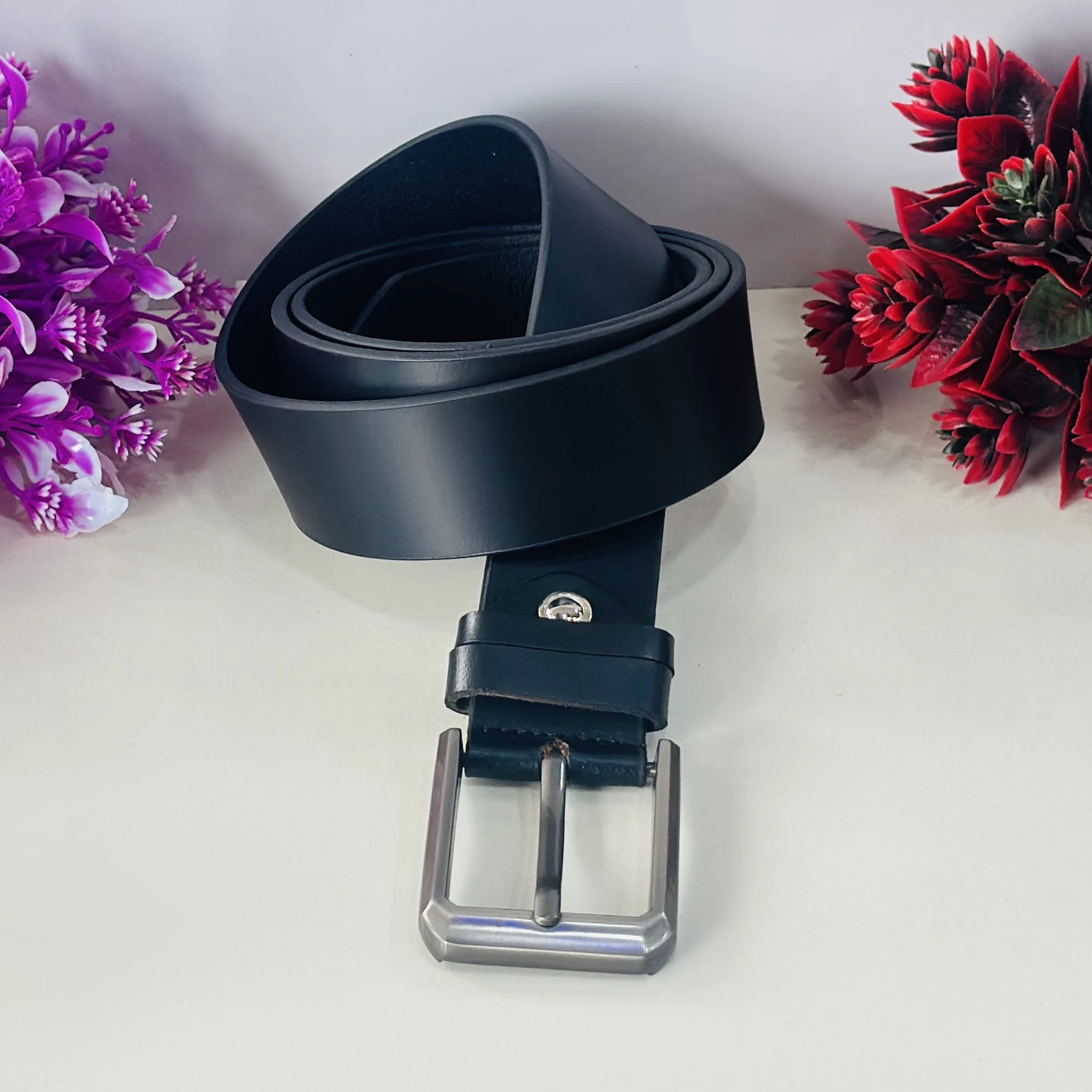 Black leather men's belt.