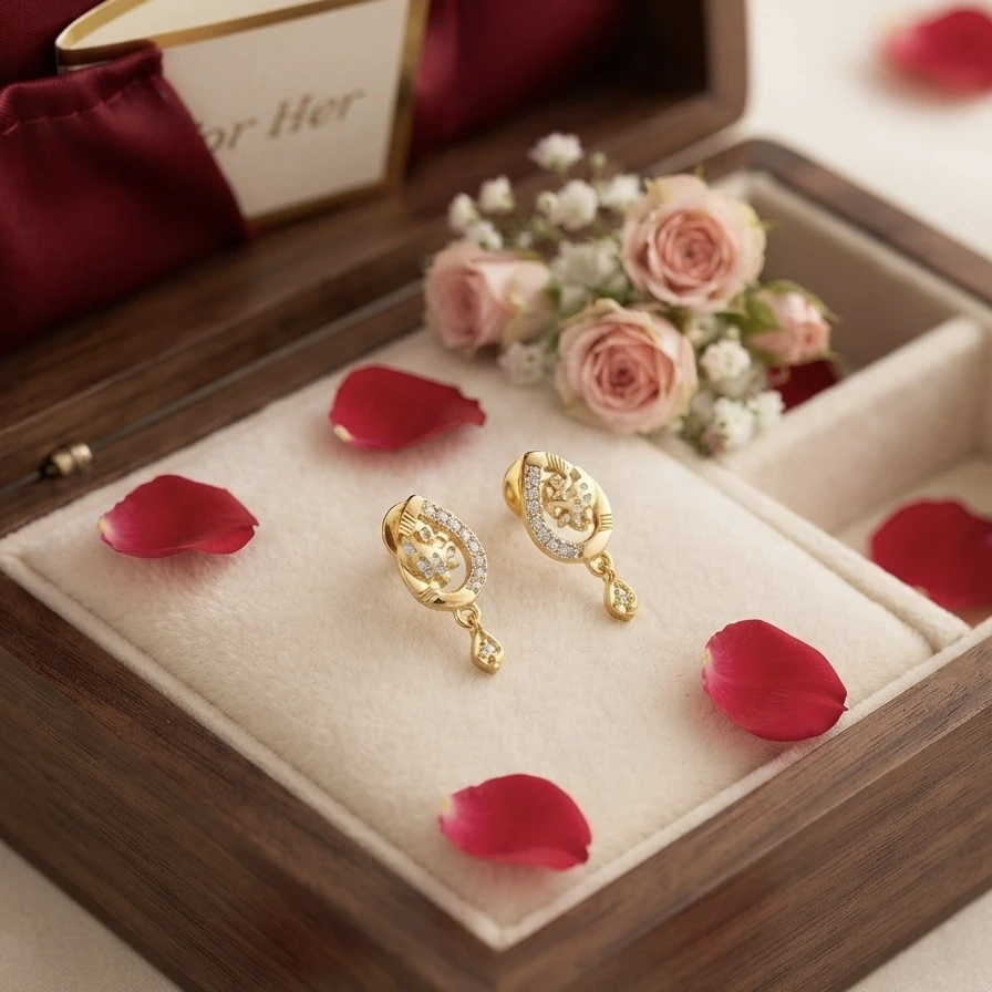 Gold plated drop earrings