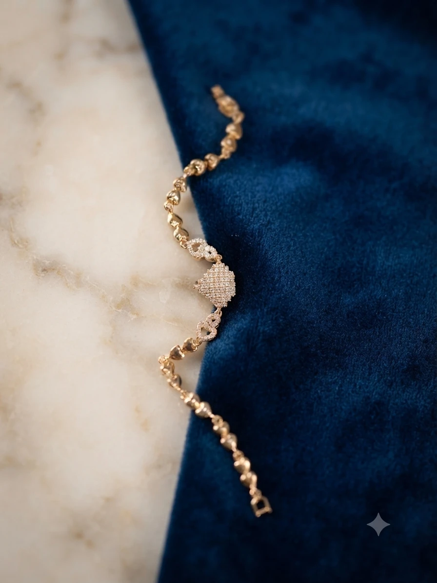 Charming Gold Plated CZ Stone Heart Bracelet