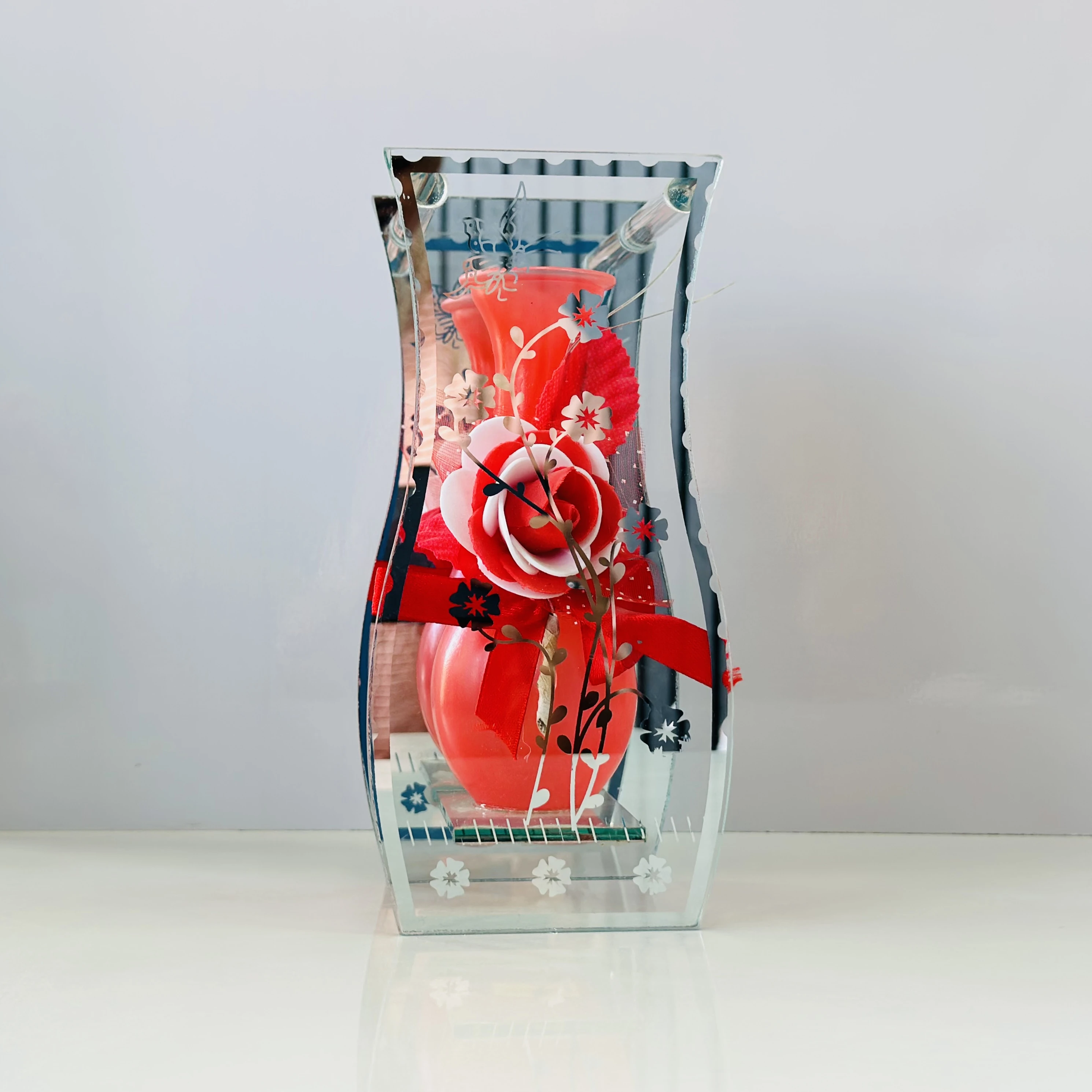 glass bud vase with striking fancy glam detail in blue(SKU-42KU2T)