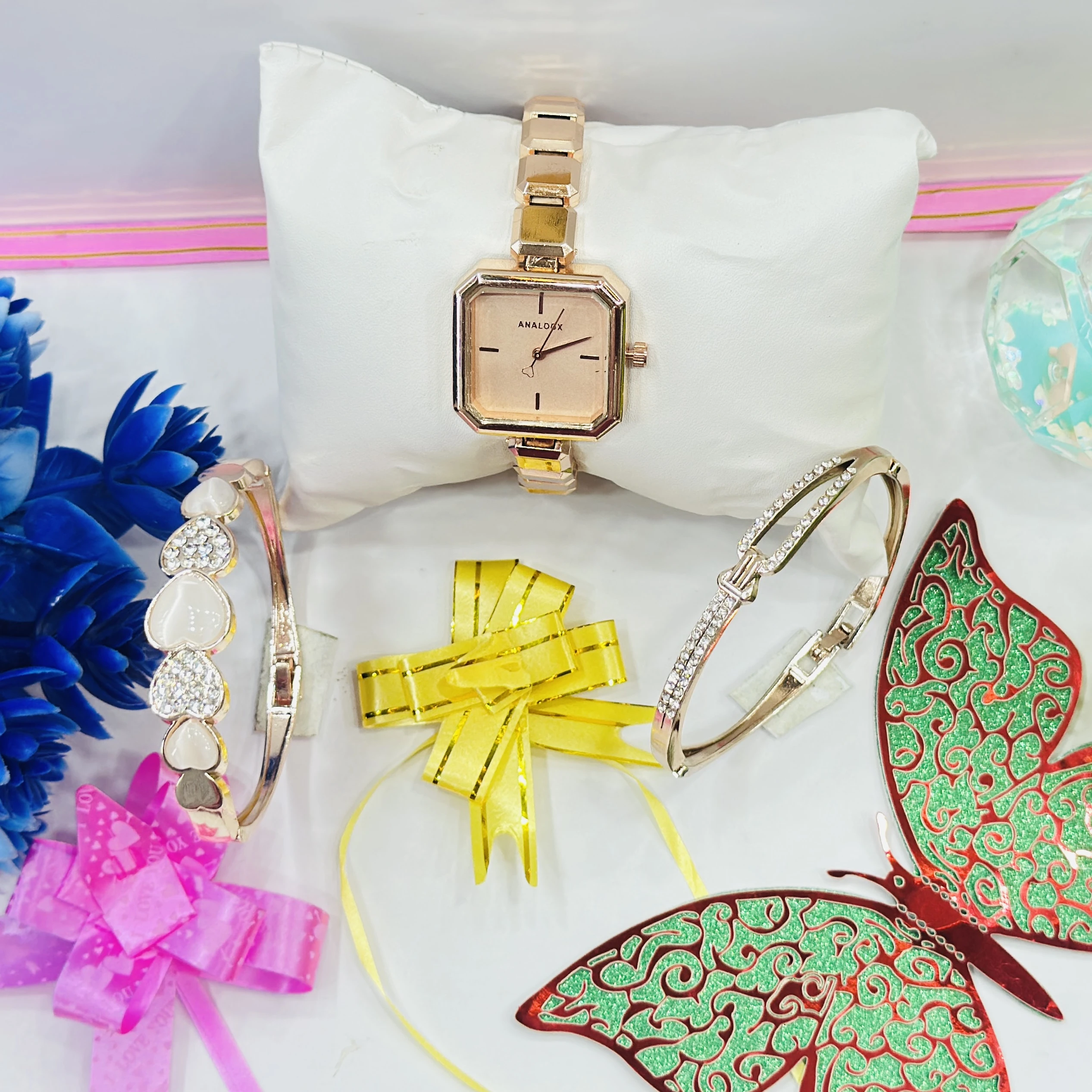 Rose gold Analogox brand watch set