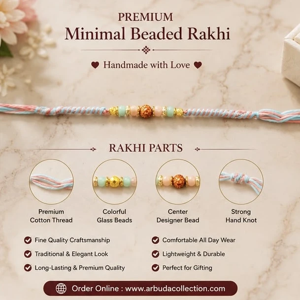 premium minimal beaded rakhi