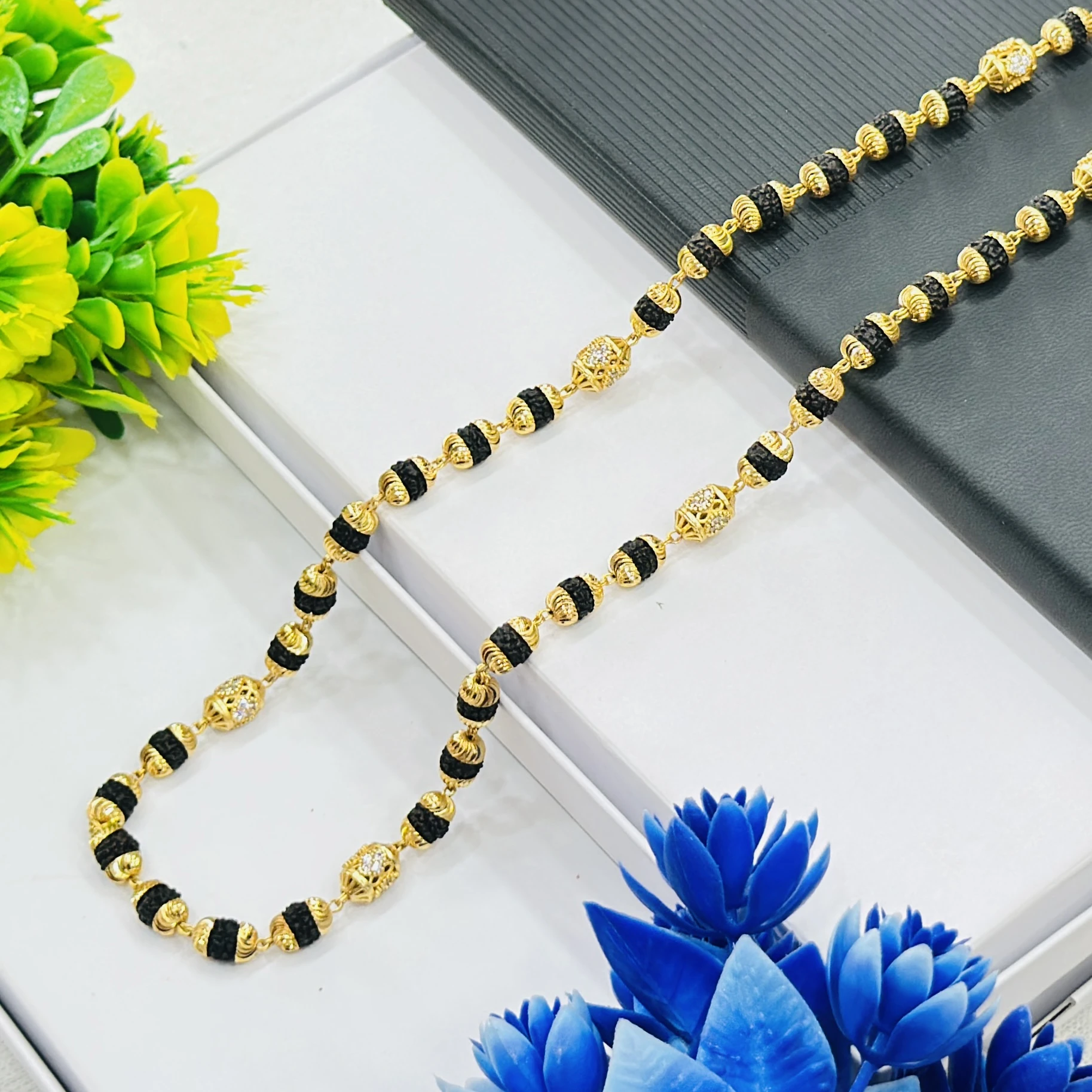 Gold -plated Rudraksha mala