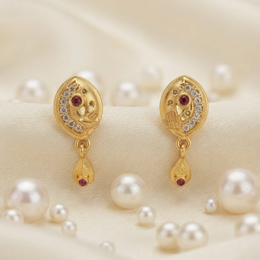 Chidambaraa gold-plated peacock stud earring