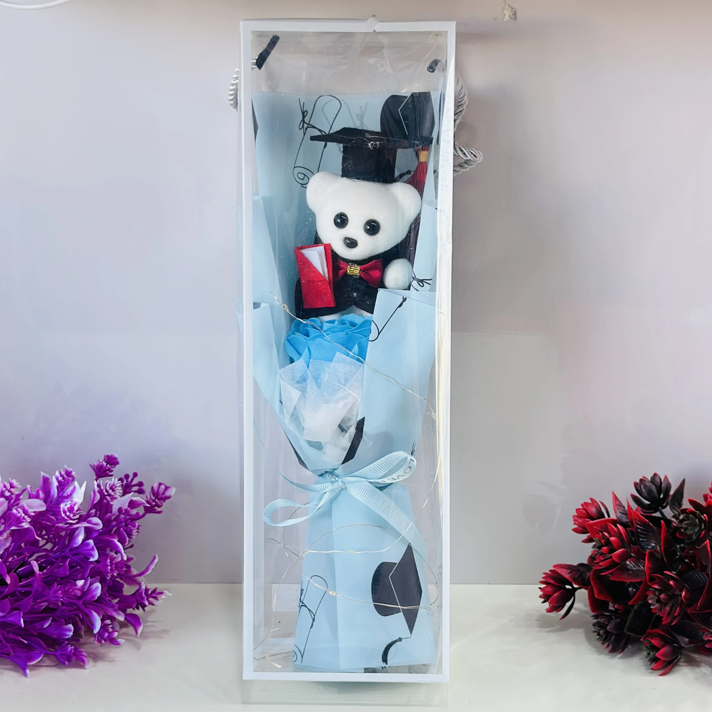 Bear Flower Bouquet Artificial Roses