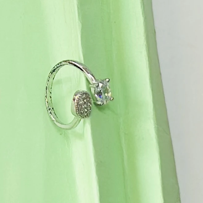 sterling silver and rhodium-plated adjustable open ring