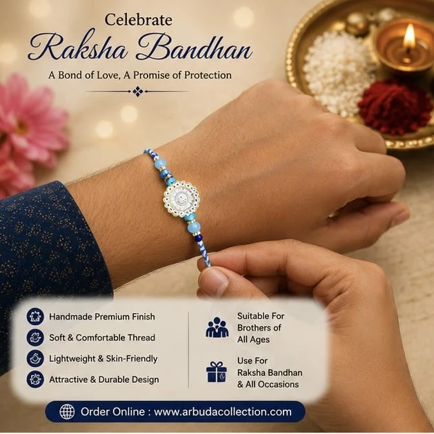 Blue enamelled and beaded Rakhi from